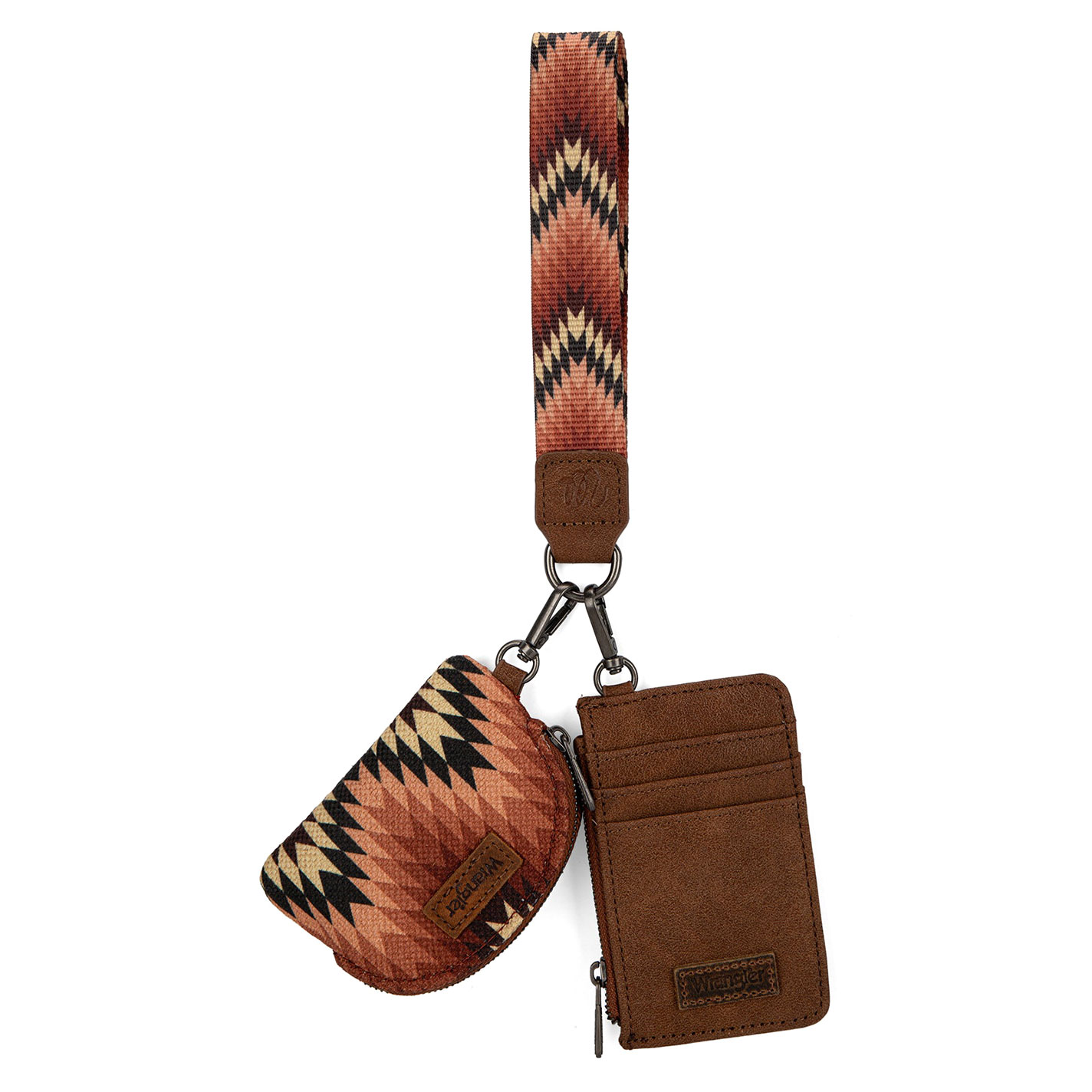 Wrangler Brown and Multi-Color Ikat Wristlet Card Holder and Change Pouch Set - Image 1