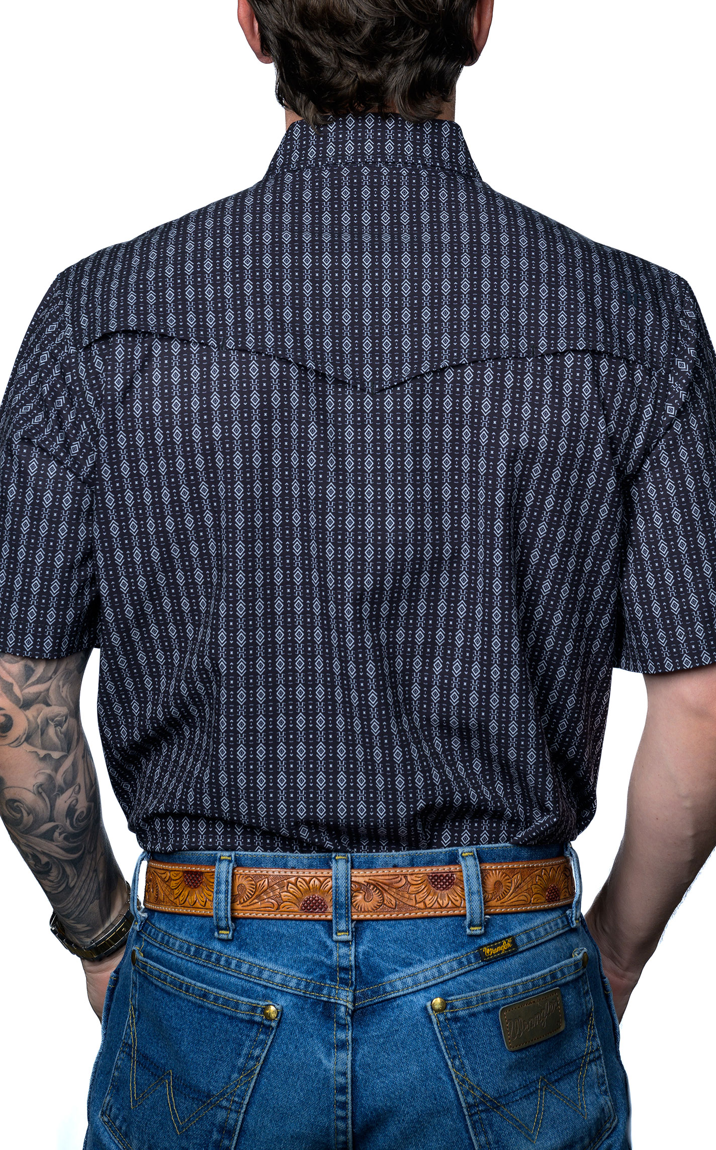 Ferrell Men's Black Aztec Print Western Shirt - Image 3