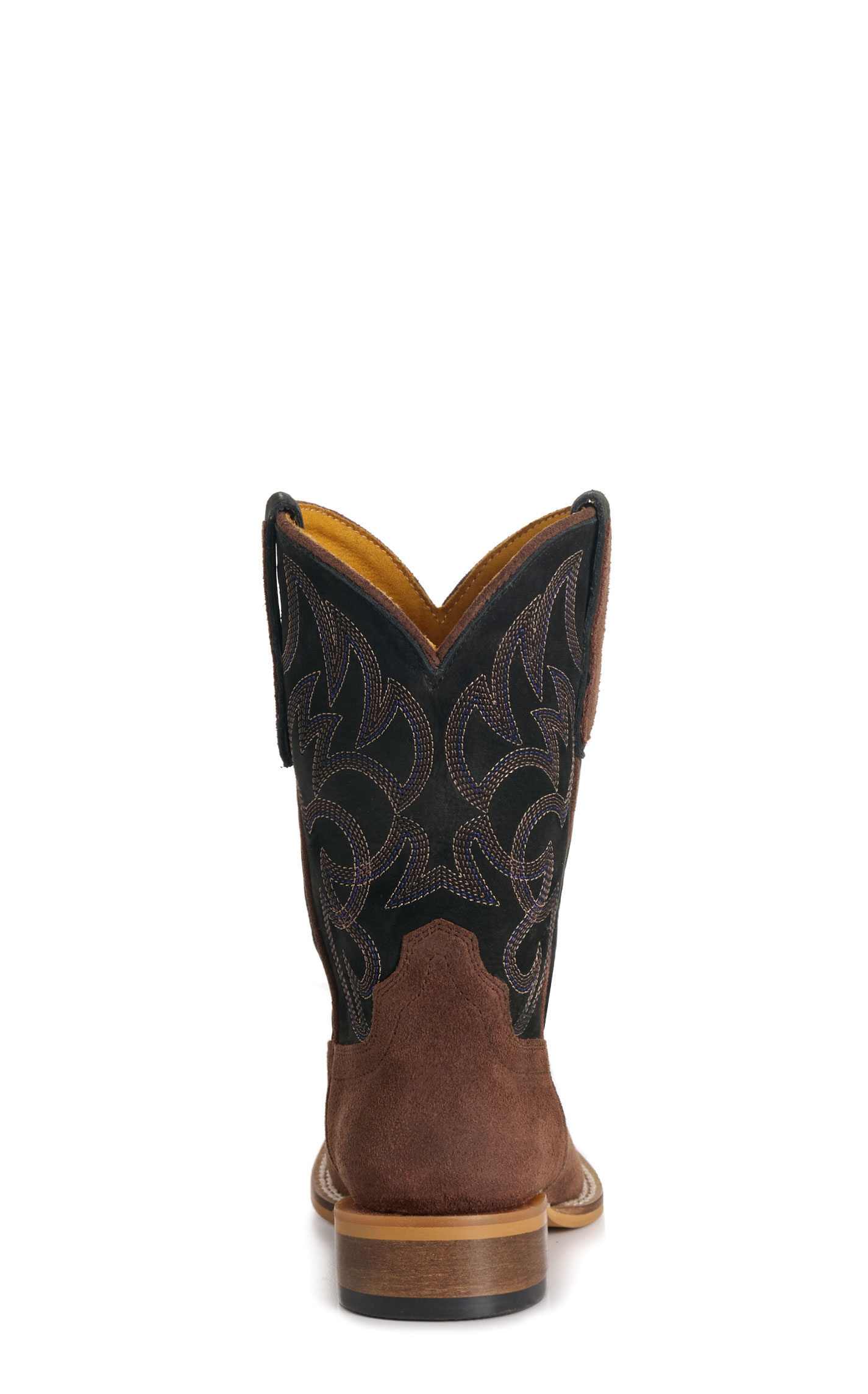 Cavender’s Kids' Black & Brown Roughout Suede Square Toe Cowboy Boots - Image 1