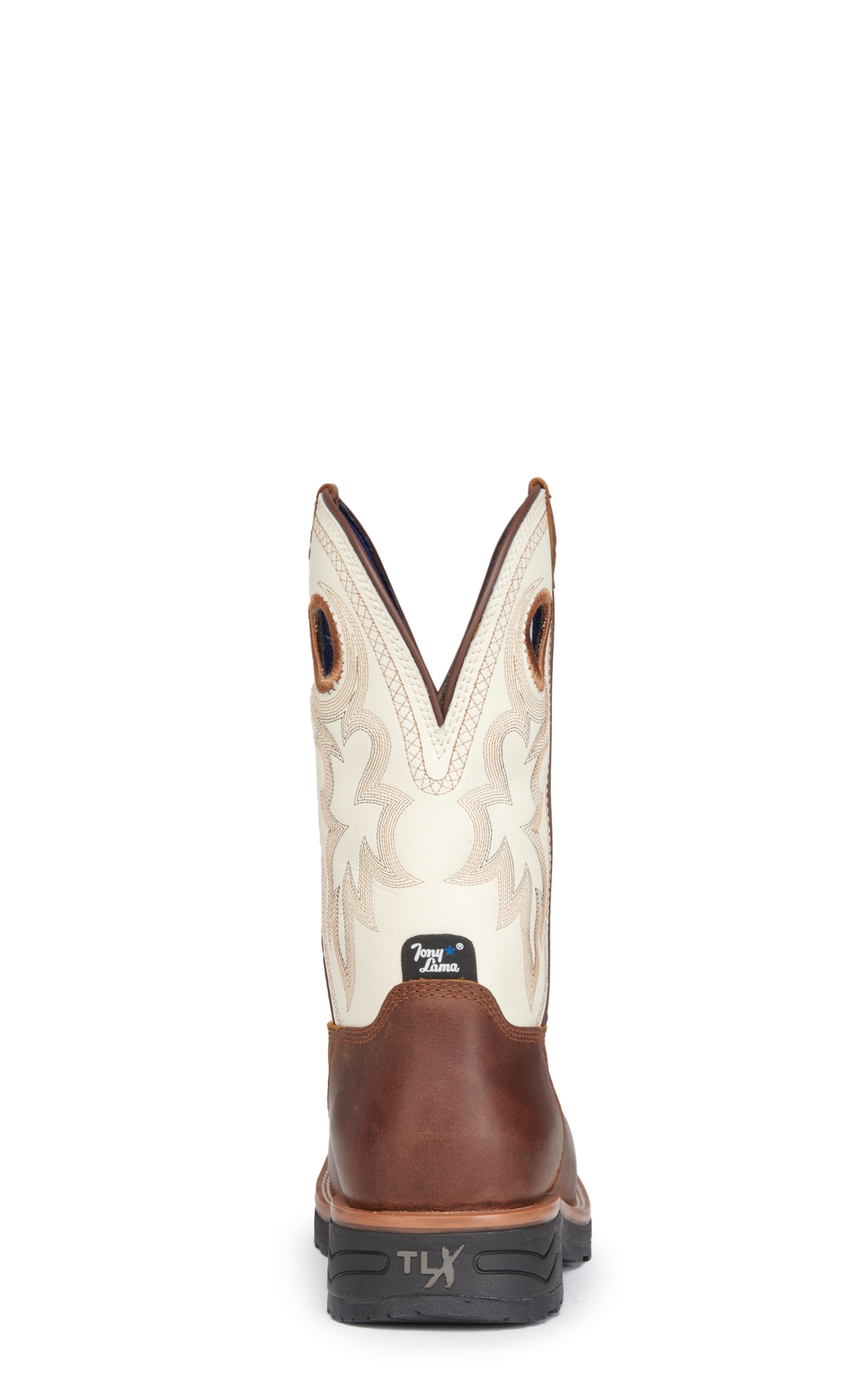 Tony Lama Men's Fireball Brown and White Waterproof Wide Square Composite Toe Work Boots - Image 1