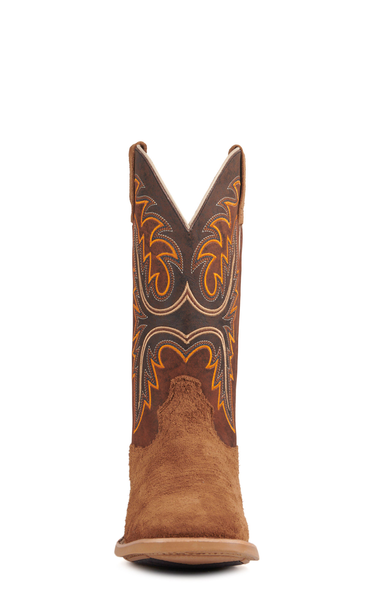Ariat Men's Brushrider Suntan Roughout and Rusty Brown Wide Square Toe Cowboy Boots - Image 1