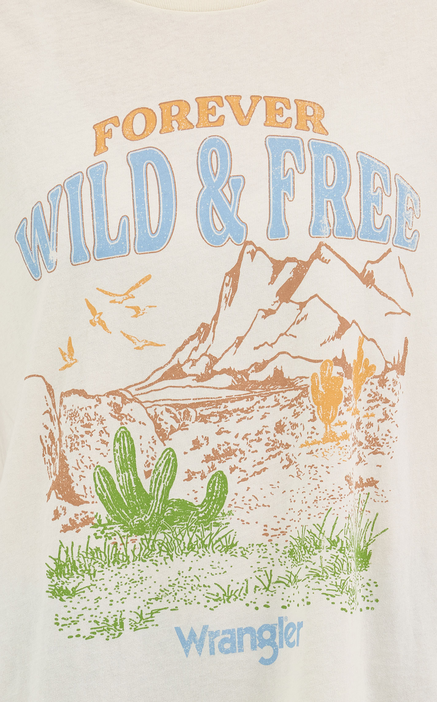 Wrangler Women's Cream Wild & Free Logo Graphic Girlfriend T-Shirt - Image 1