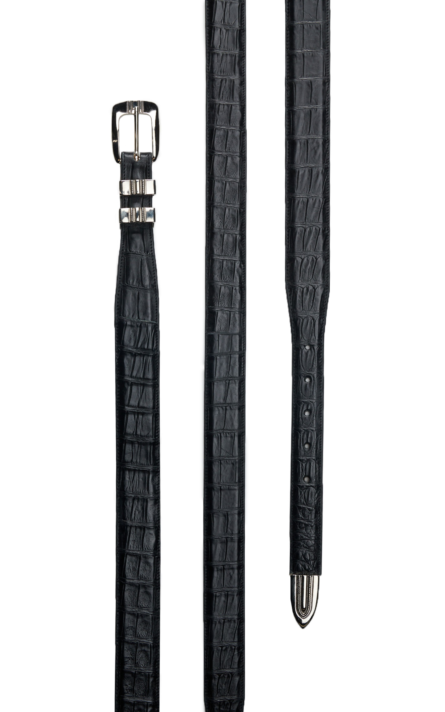 Cavender's Men's Black Caiman Tapered Exotic Western Belt - Image 1