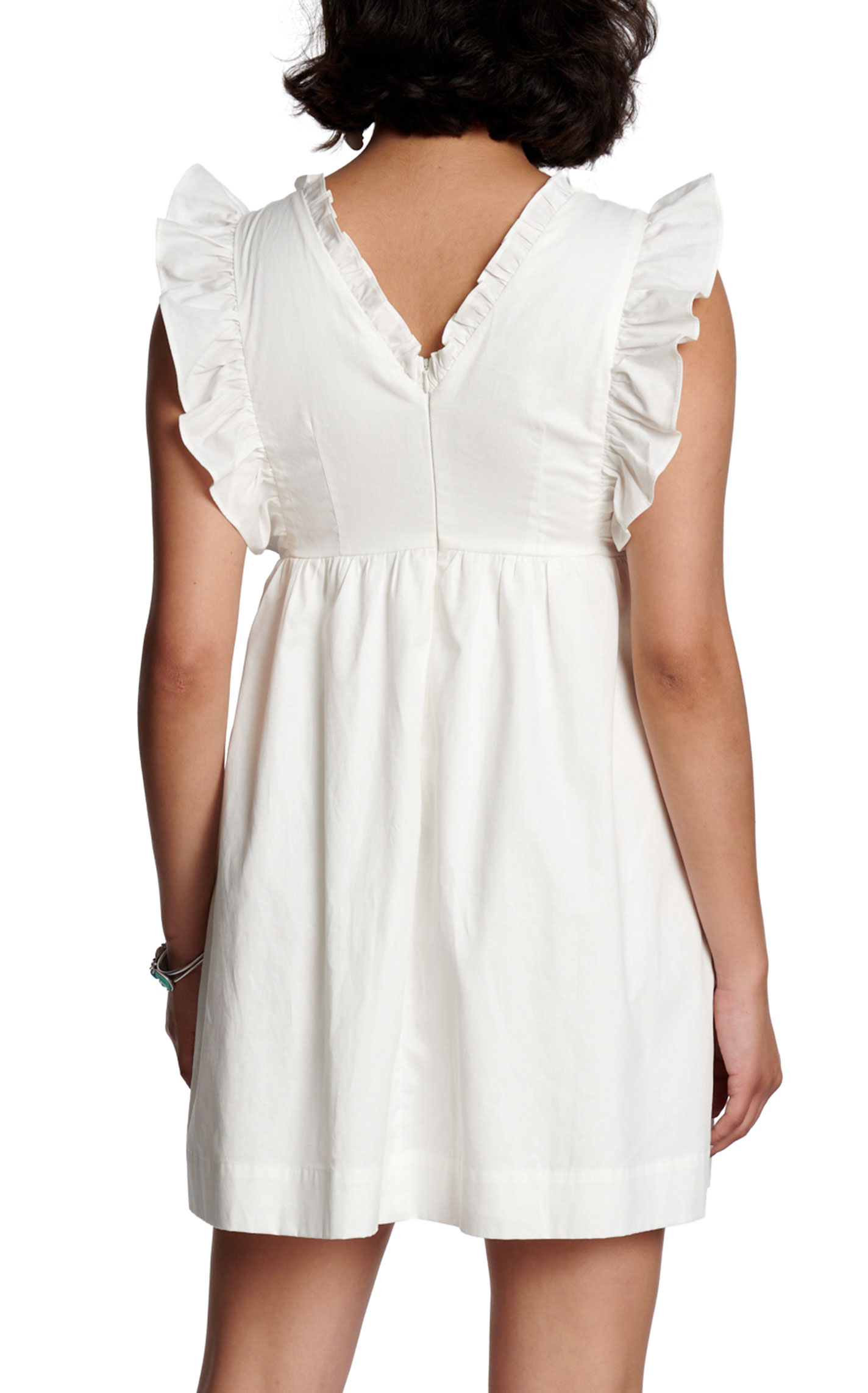 TCEC Women's White Ruffle Sleeve V-Neck Dress - Image 1