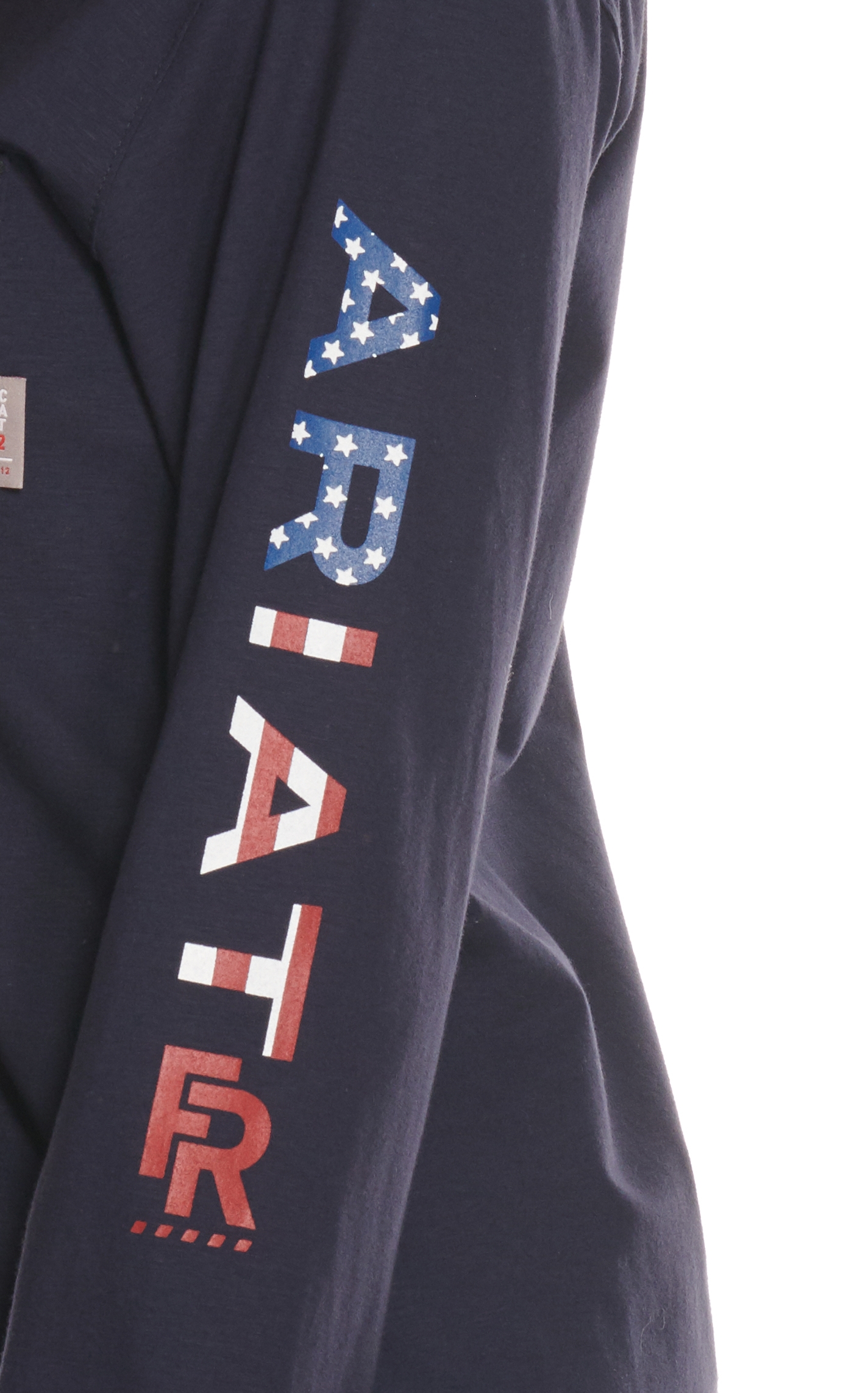 Ariat Women's Navy USA Flag Logo Long Sleeve Stretch FR T-Shirt - Image 1
