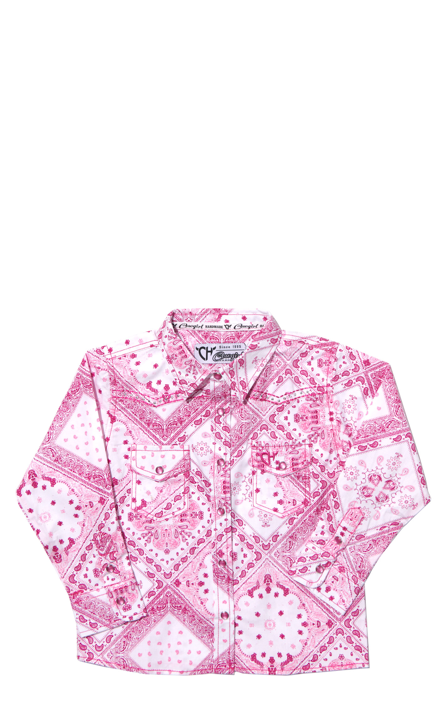 Cowgirl Hardware Toddler Girl's Pink Bandana Print Western Shirt - Image 1