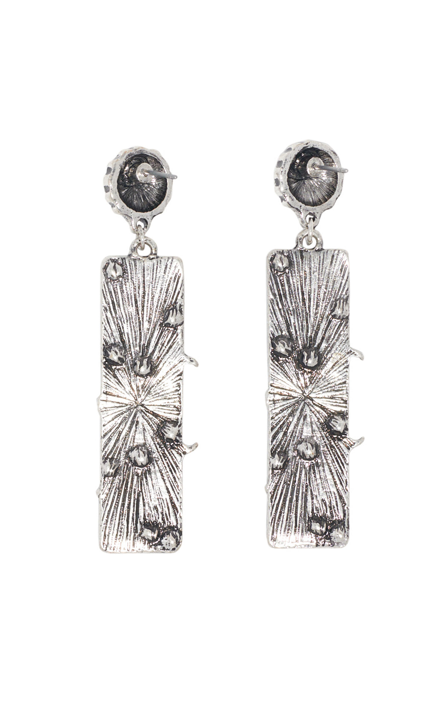 806 by Pink Panache Silver & Turquoise Longhorn Bar Earrings - Image 1