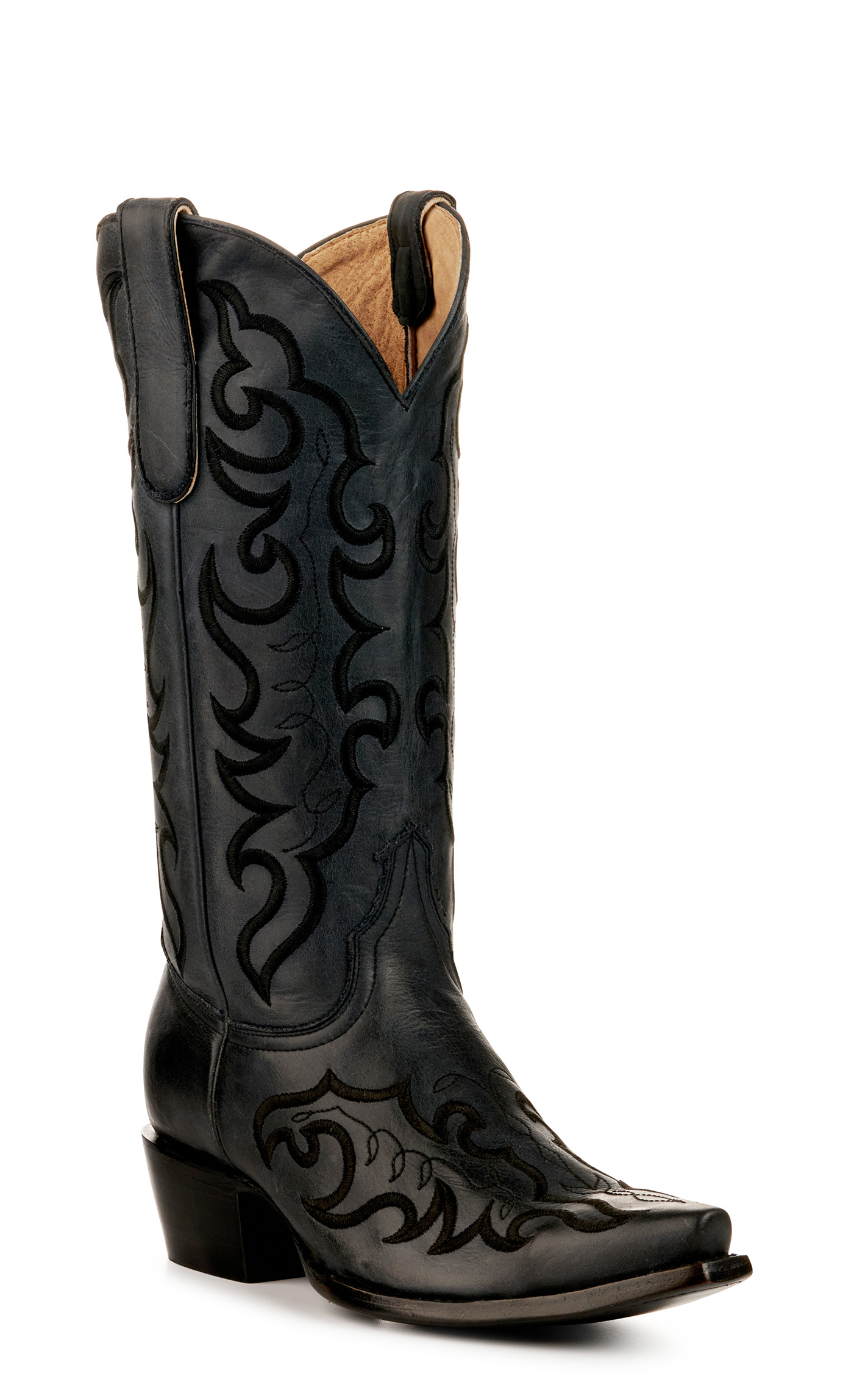 Cavender’s Women’s Leather Black with Tonal Embroidery Snip Toe Cowboy Boots - Image 1