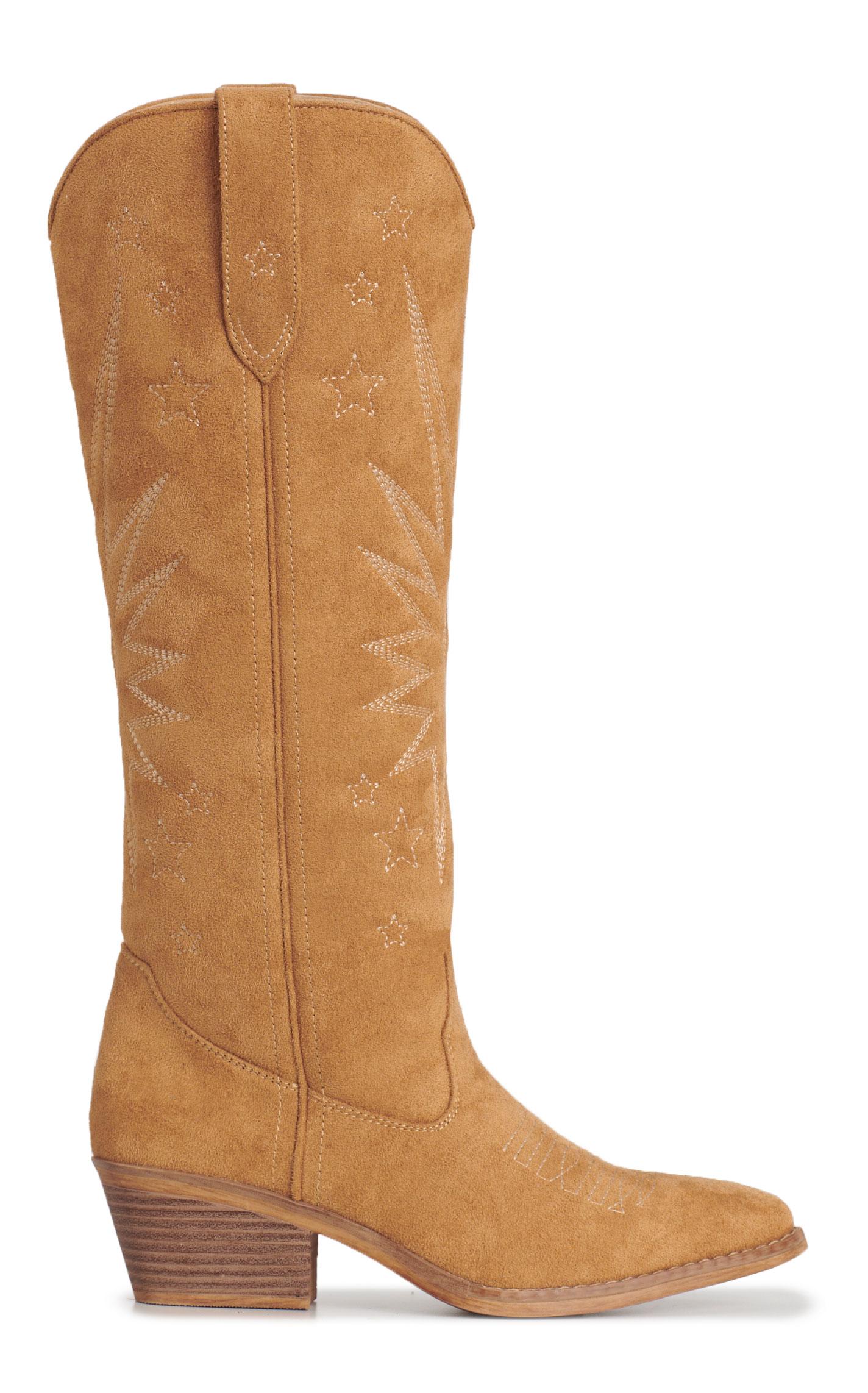 Roper Women’s Tan Faux Suede Star Snip Toe Cowboy Boots - Image 1