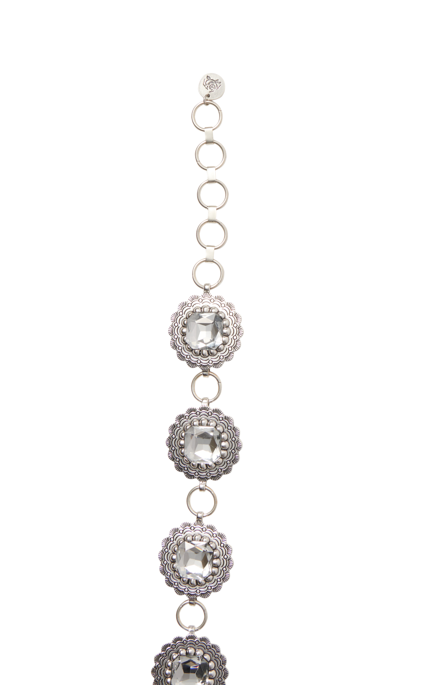 Southern Grace Women's Silver & Clear Crystal Scalloped Concho Belt - Image 1
