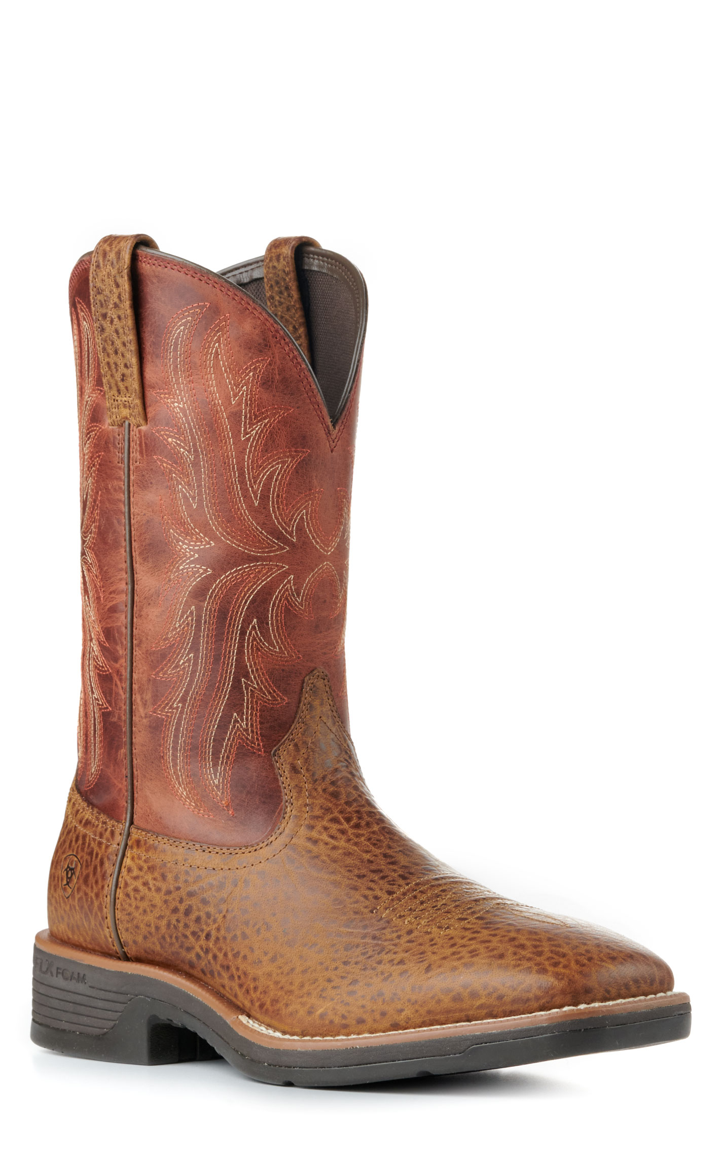 Ariat Men's Ridgeback Orange Rust and Tan Wide Square Toe Cowboy Boots - Image 1