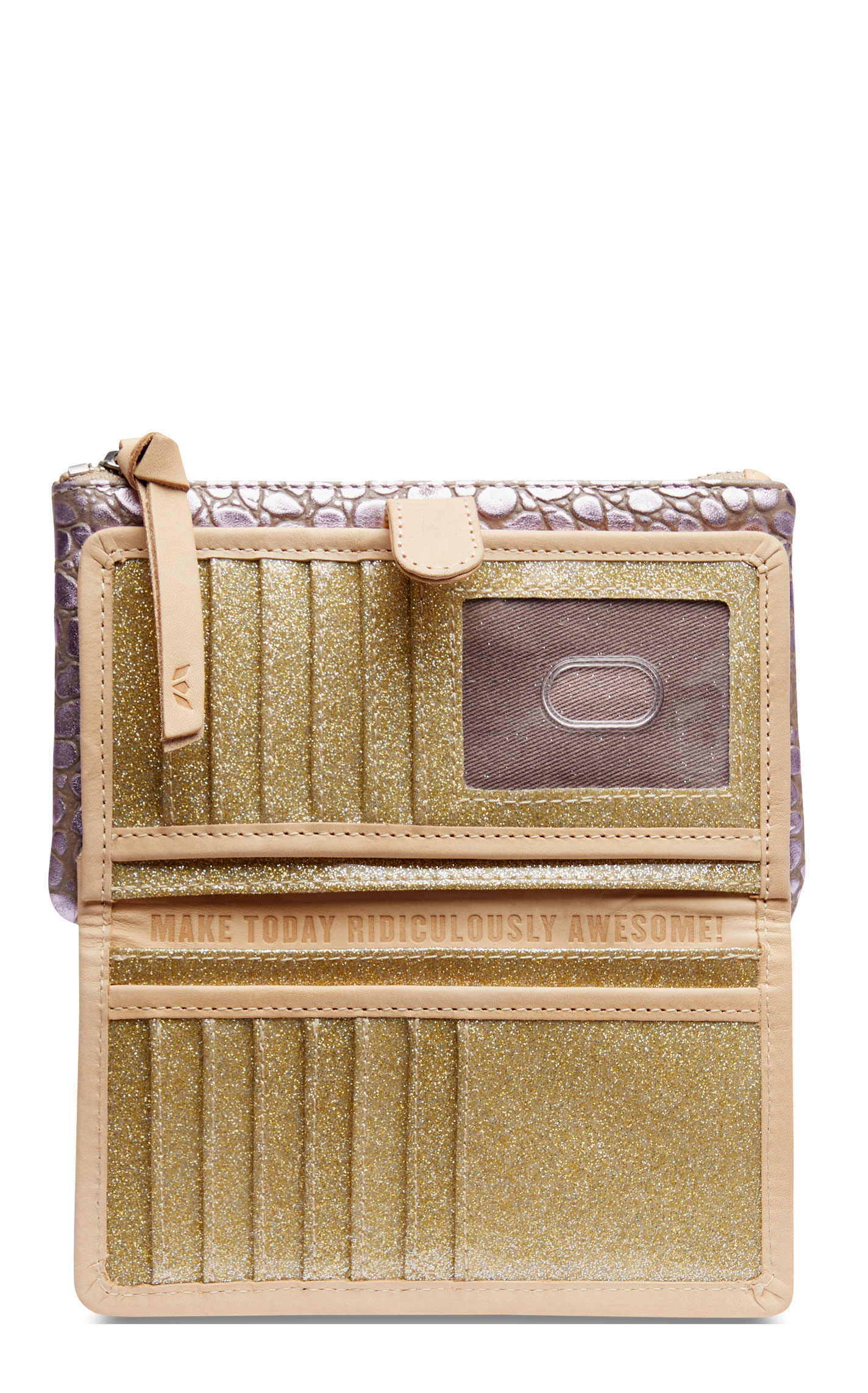 Consuela Lulu Lilac Foiled Pebbled Leather Slim Wallet - Image 1