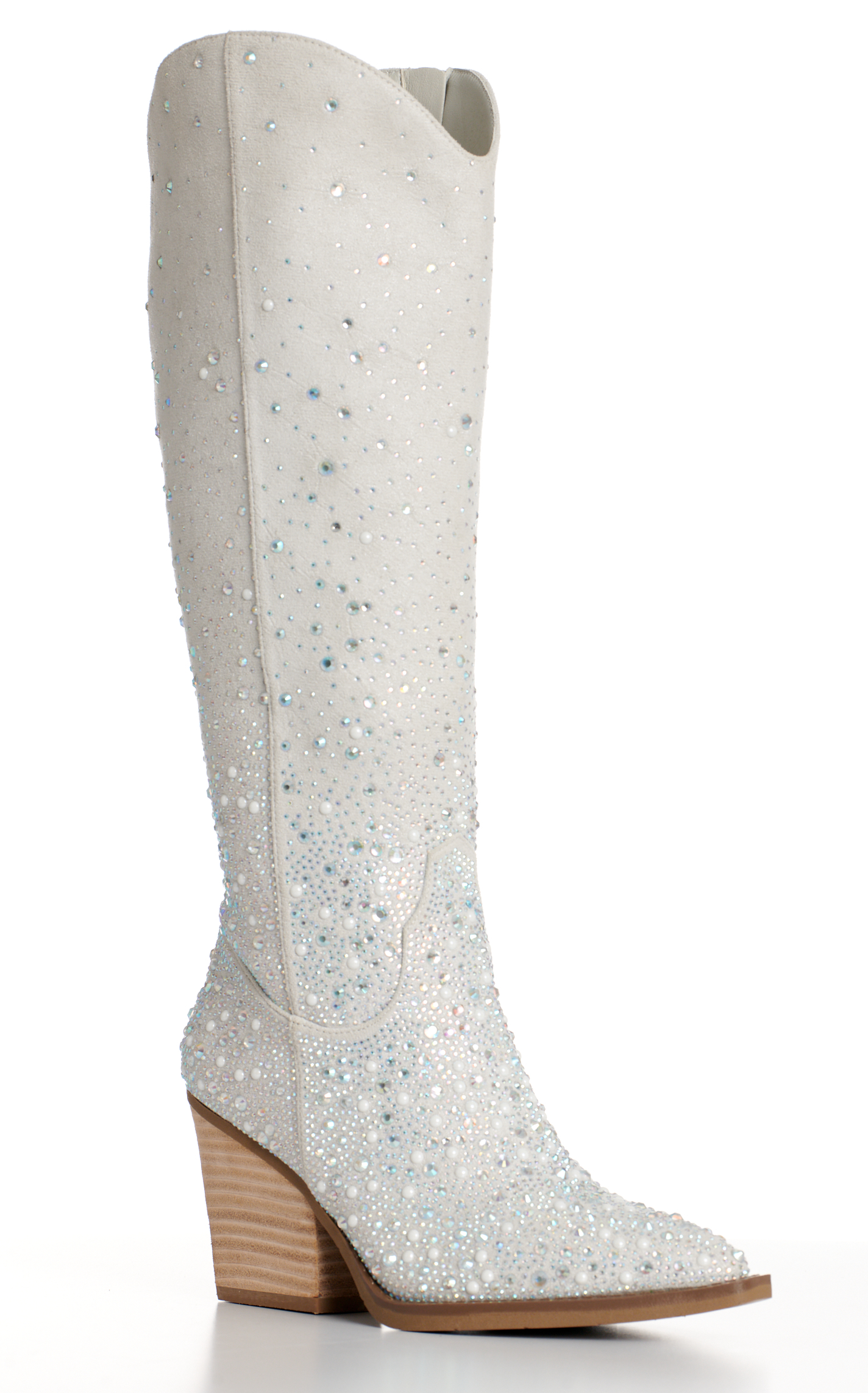 Very G Women's Blaze Silver Crystals and Pearls Faux Suede Snip Toe Boots - Image 1