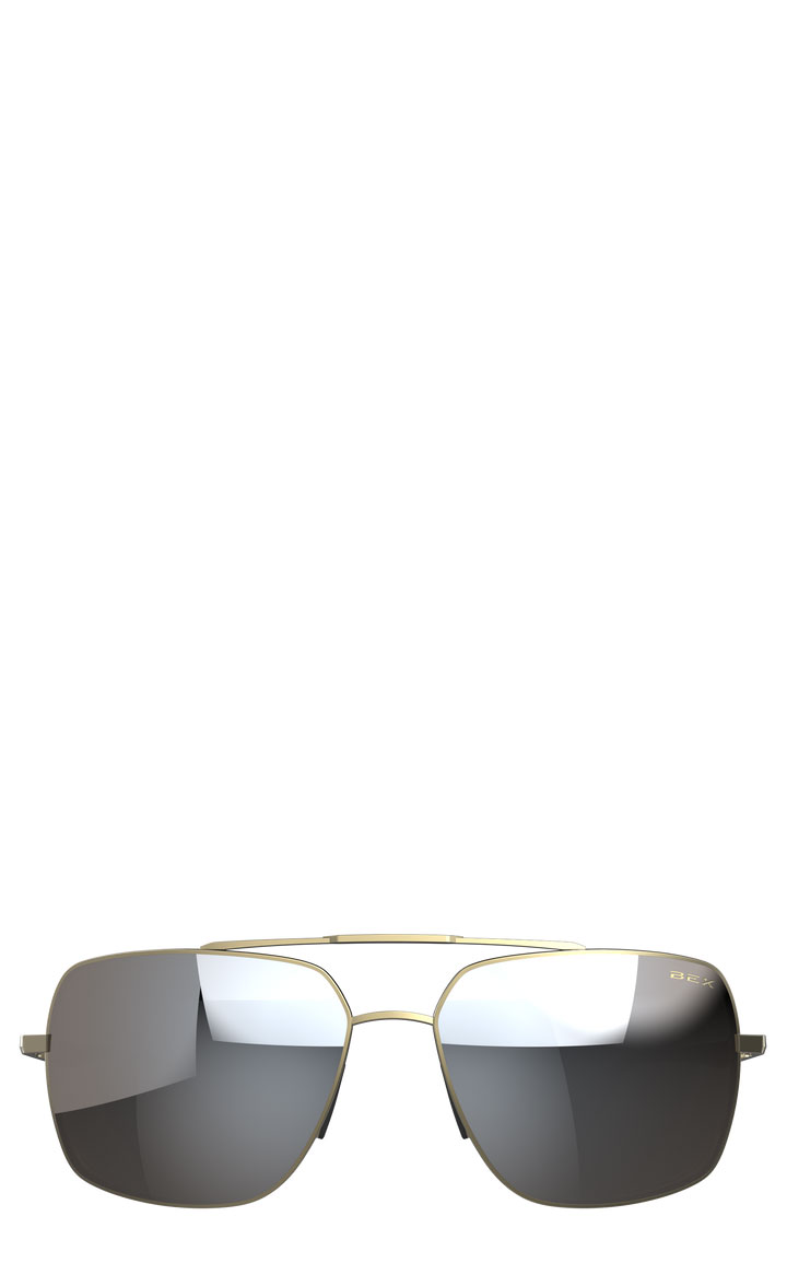 BEX Wing Matte Gold Brown Silver Aviator Sunglasses - Image 1
