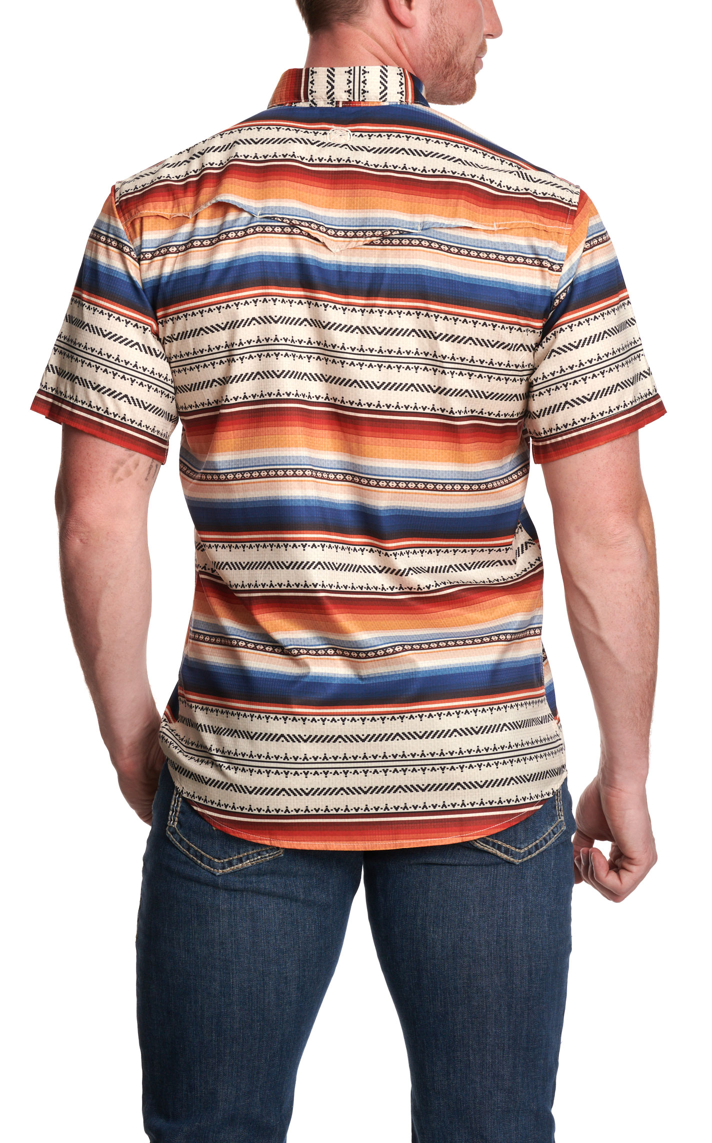 Hooey Men's Blue & Orange Serape Print Shirt - Image 2
