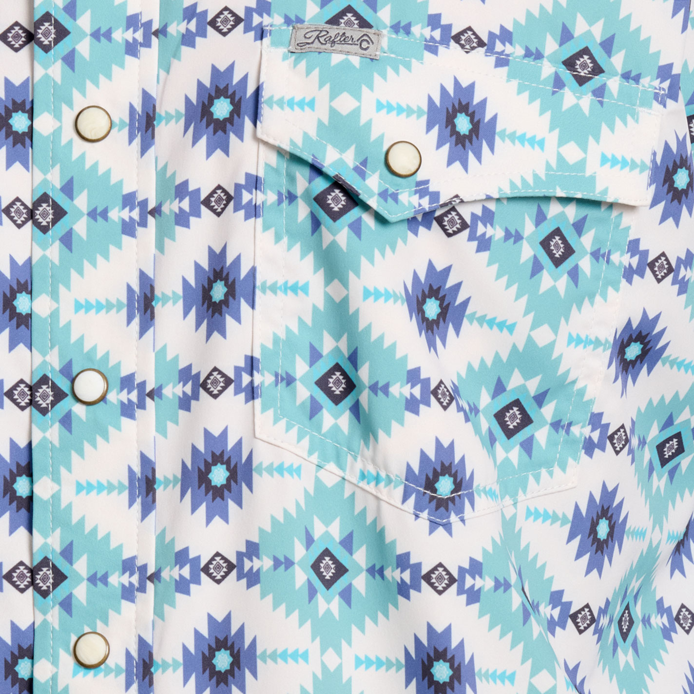 Rafter C Men's Turquoise Aztec Print Long Sleeve Fishing Shirt - Image 1