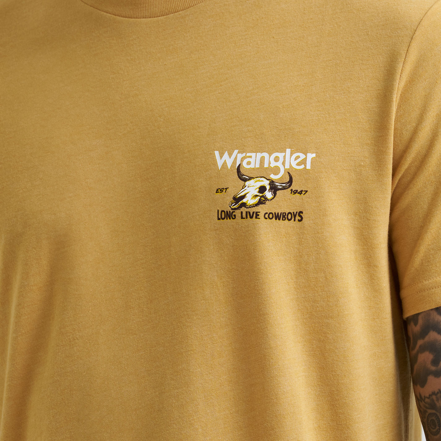 Wrangler Men's Yellow Long Live Cowboys Graphic T-Shirt - Image 1