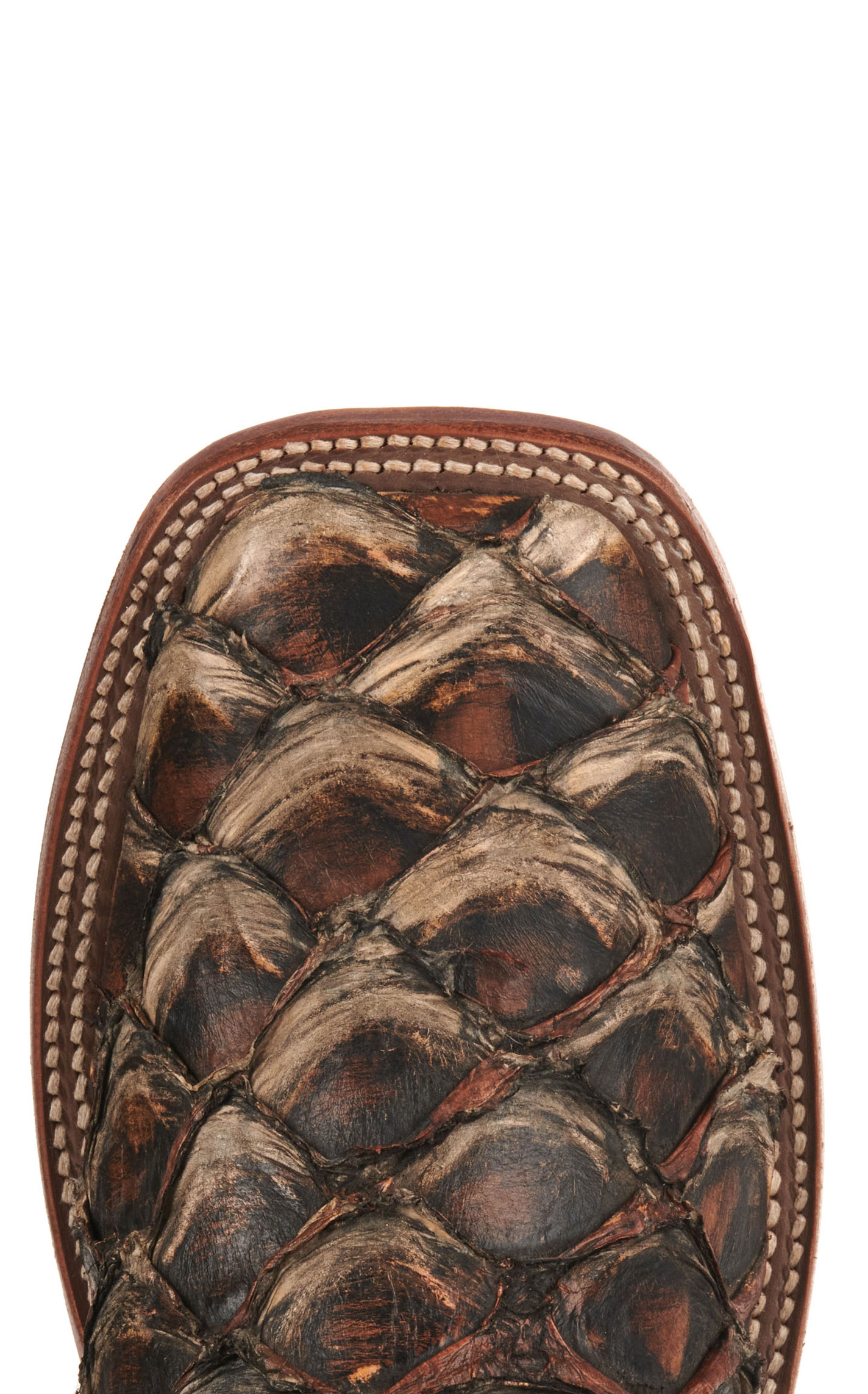 Anderson Bean Men's Black and Rusty Brown Big Bass Wide Square Toe Exotic Cowboy Boot - Image 1