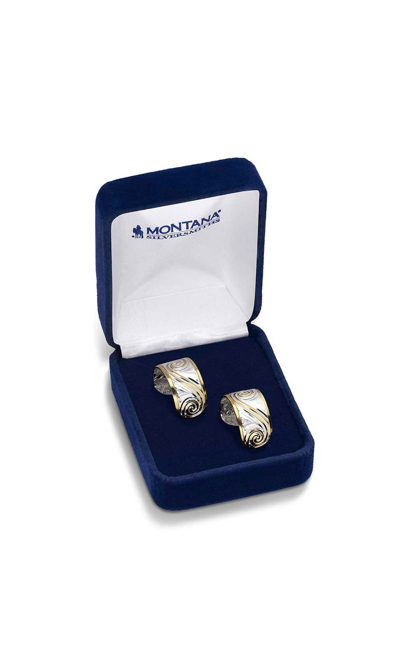 Montana Silversmiths Silver & Gold Etched Hoop Earrings - Image 1