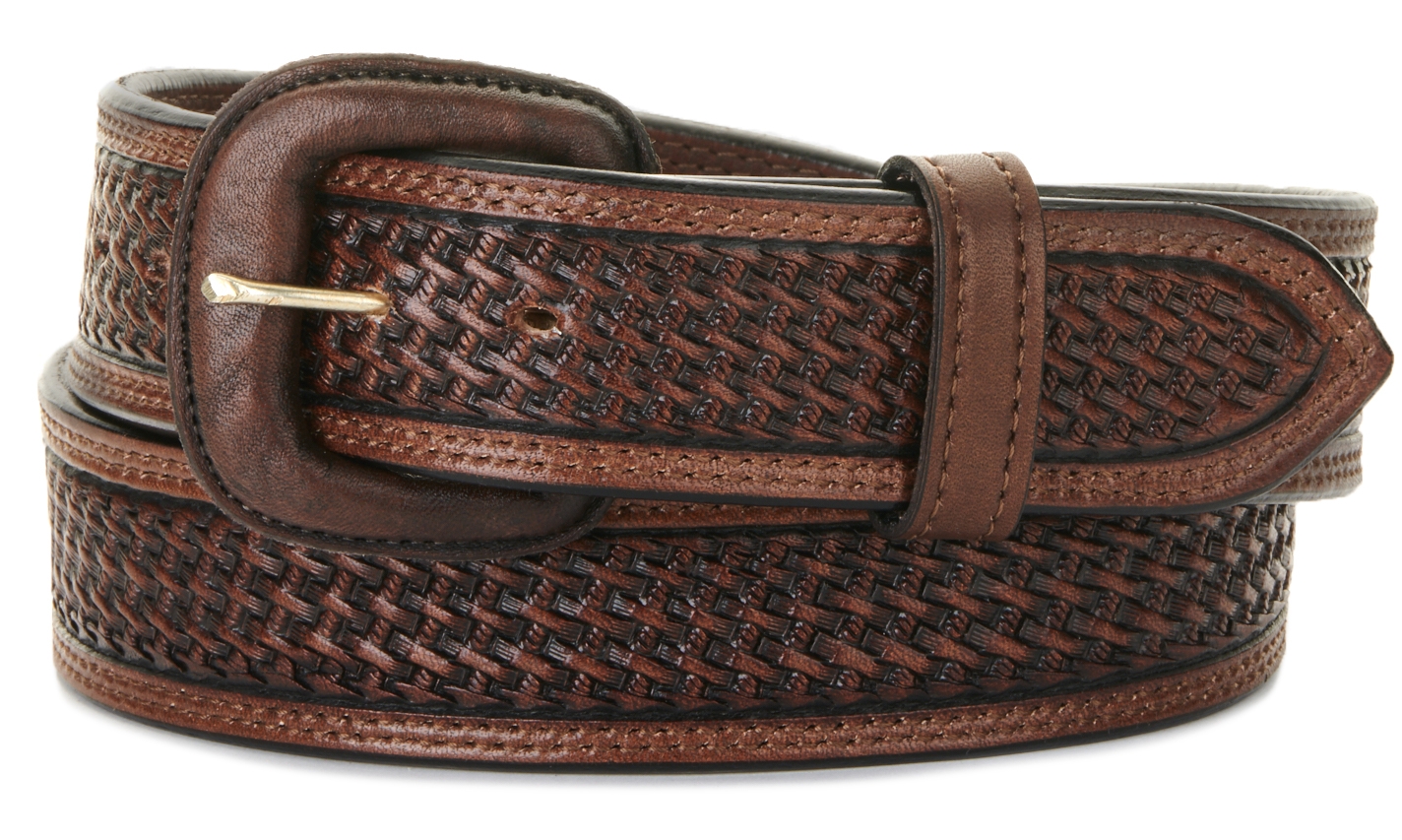 Vogt Men's Dark Brown Basket Weave Western Belt - Image 1