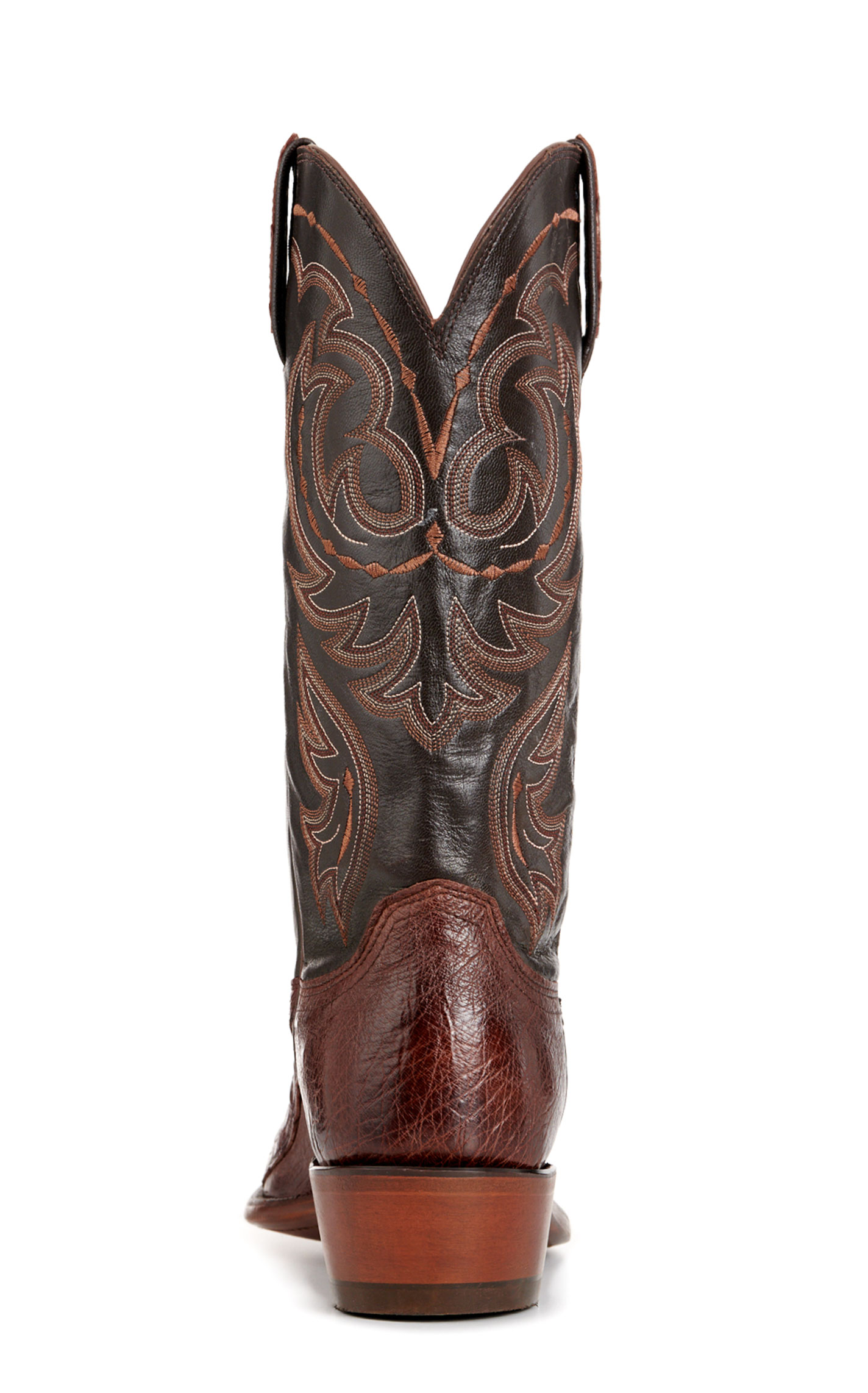 Lucchese Men's Douglas Dark Brown and Barrel Brown Caiman and Ostrich Exotic Cowboy Boots - Image 1