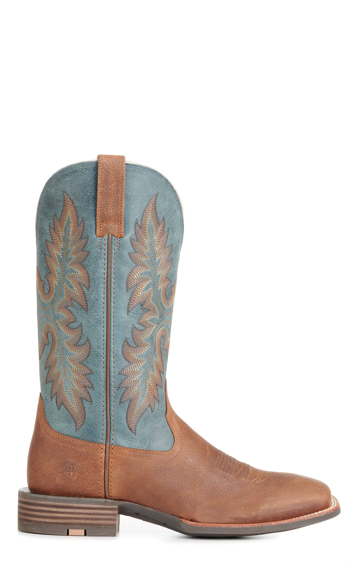 Ariat Men's Hudson Brown and Blue Wide Square Toe Cowboy Boots - Image 1
