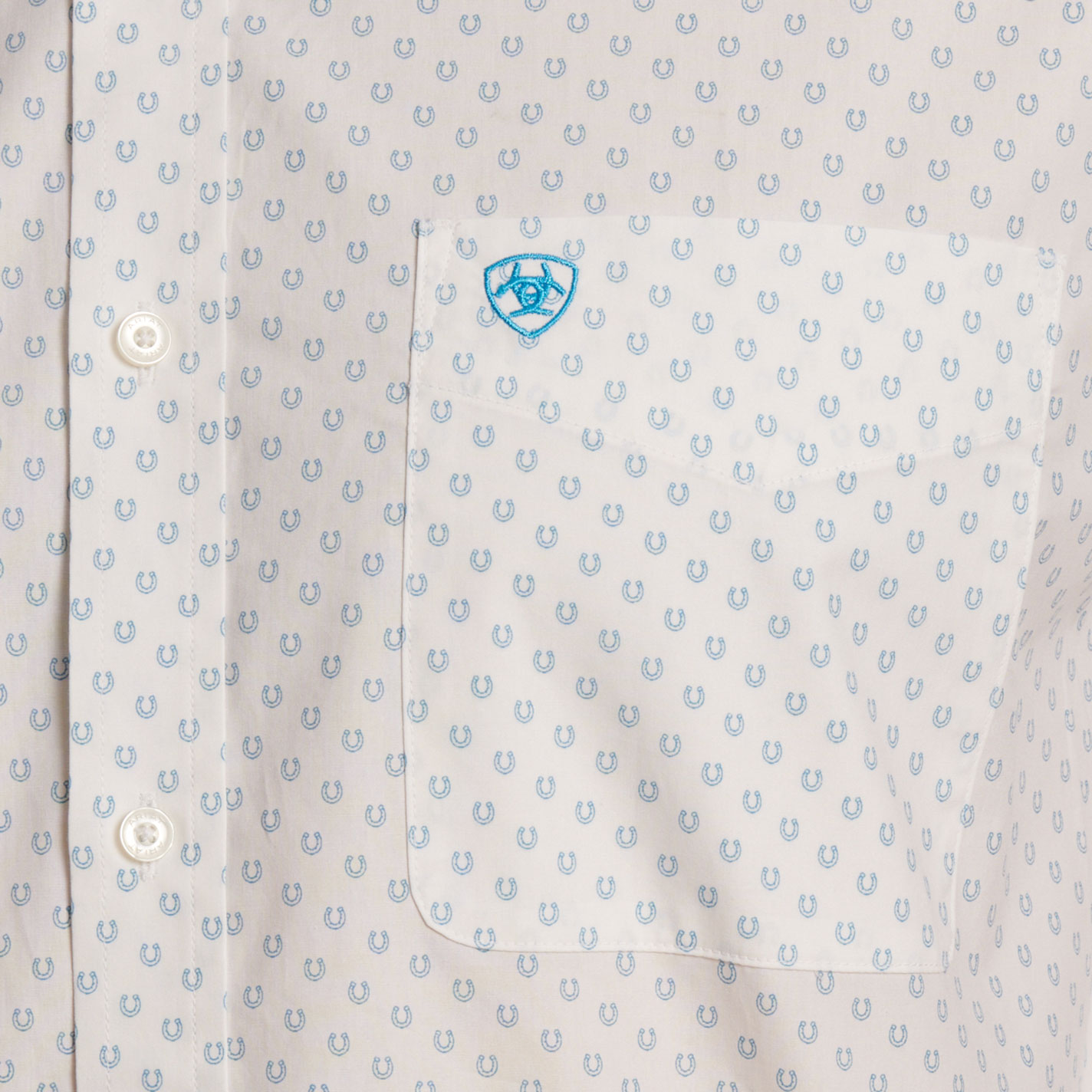 Ariat Men's White & Light Blue Western Print Shirt - Image 1