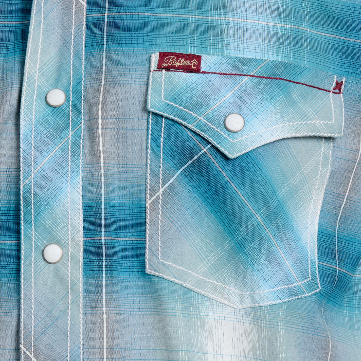 Rafter C Men's Red Dirt Collection Teal Plaid Western Shirt - Image 1