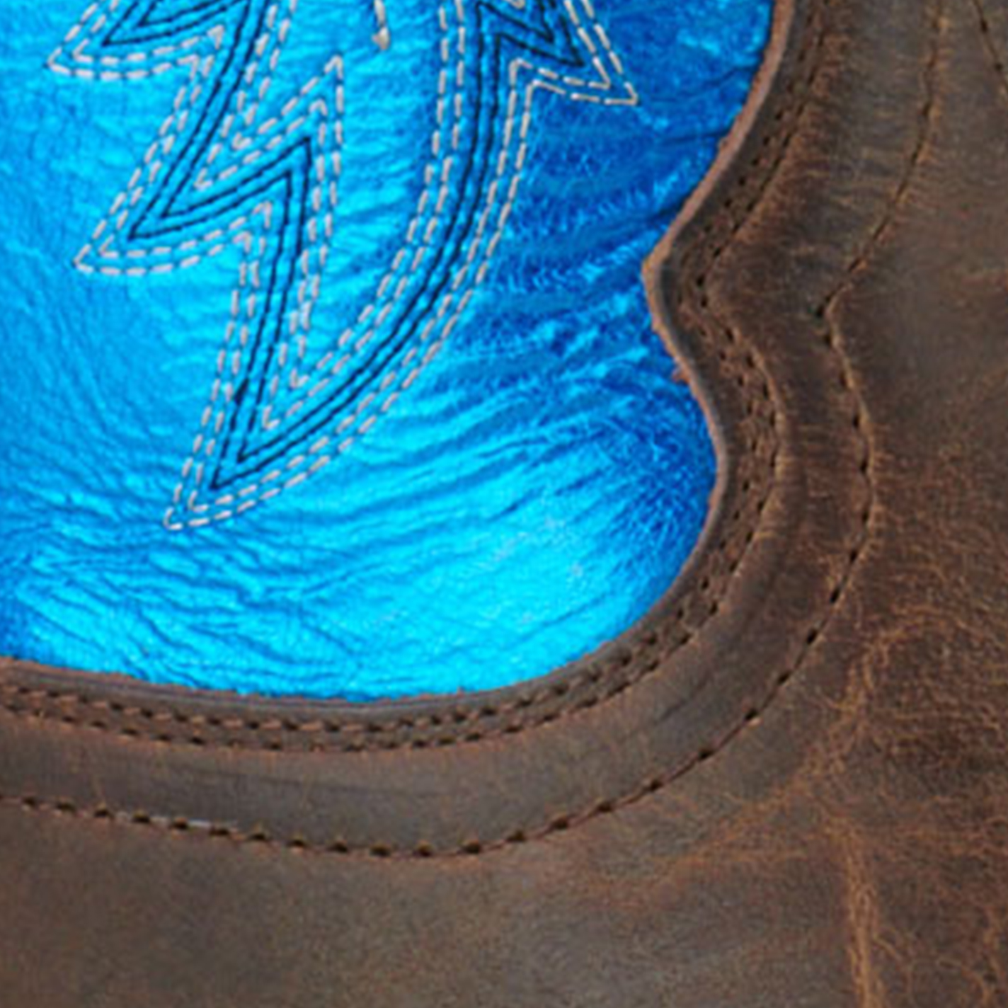 Ariat Men's Ringer Tobacco and Bright Blue TekStep Punchy Square Toe Cowboy Boots - Image 1