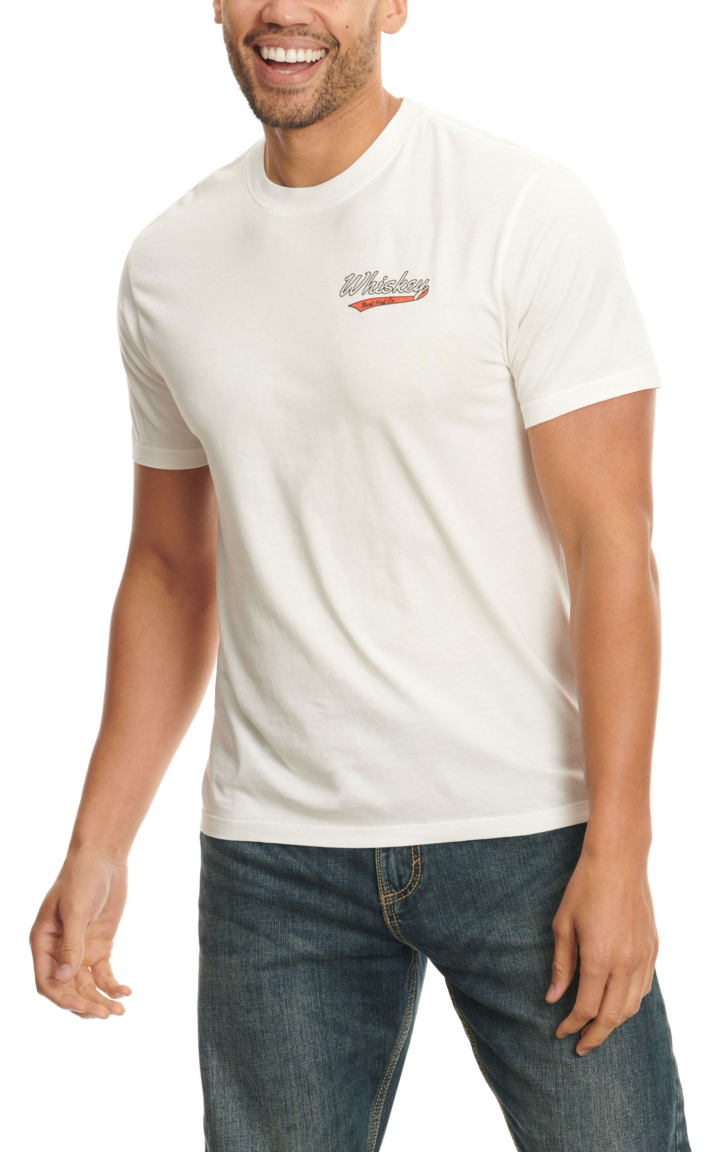 Whiskey Bent Hat Co. Men's White The Loco Gringos Surf Shop Logo Graphic Short Sleeve T-Shirt - Image 1