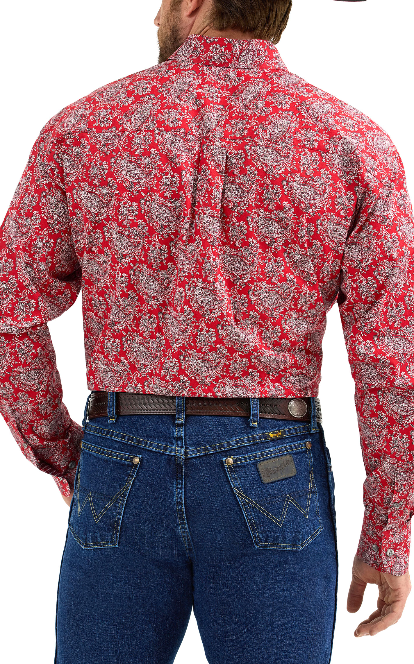 Wrangler Men's George Strait Collection Red Paisley Western Shirt - Image 1