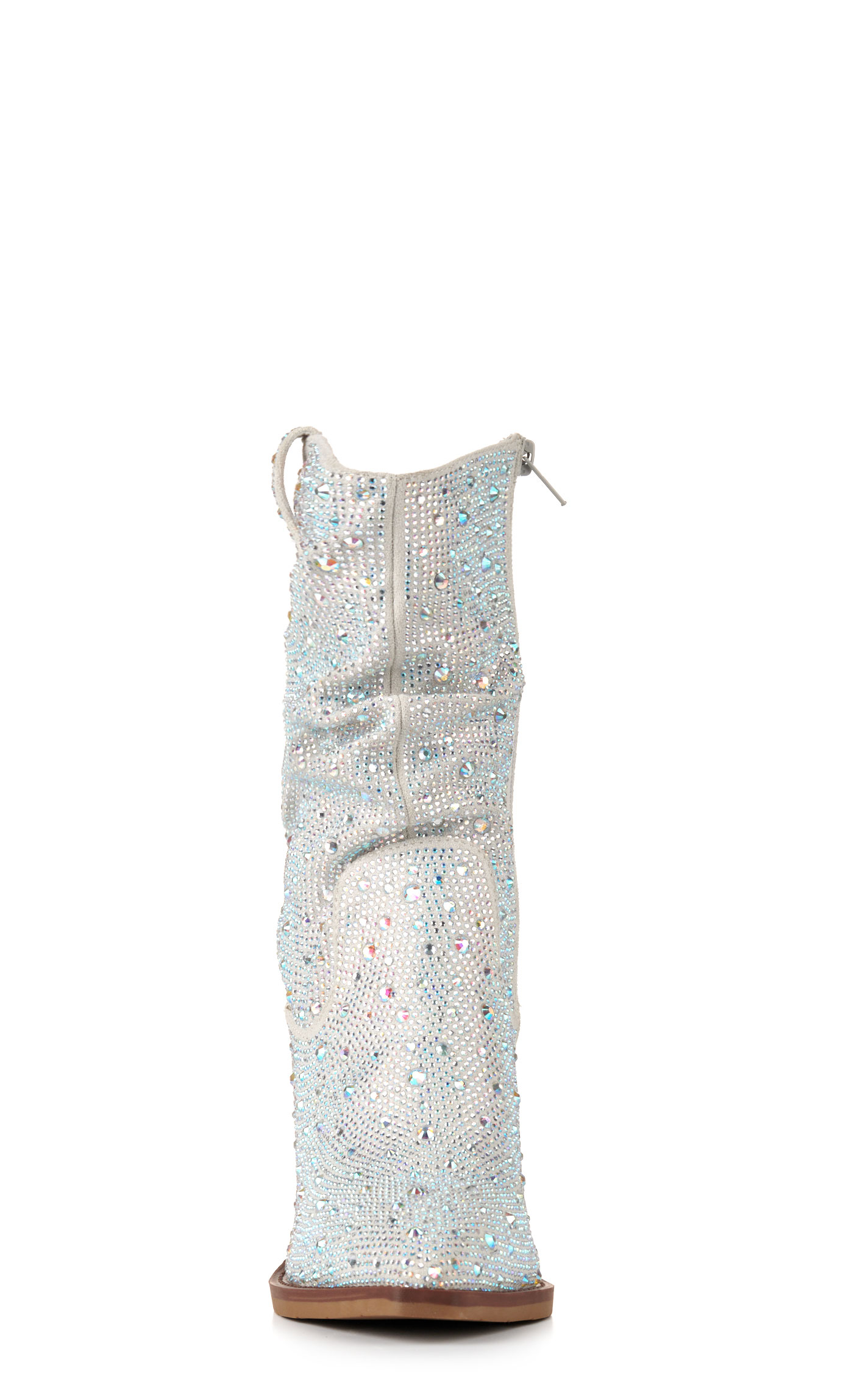 Very G Women's Kady Slouch Silver with Clear Rhinestones Snip Toe Fashion Boots - Image 1