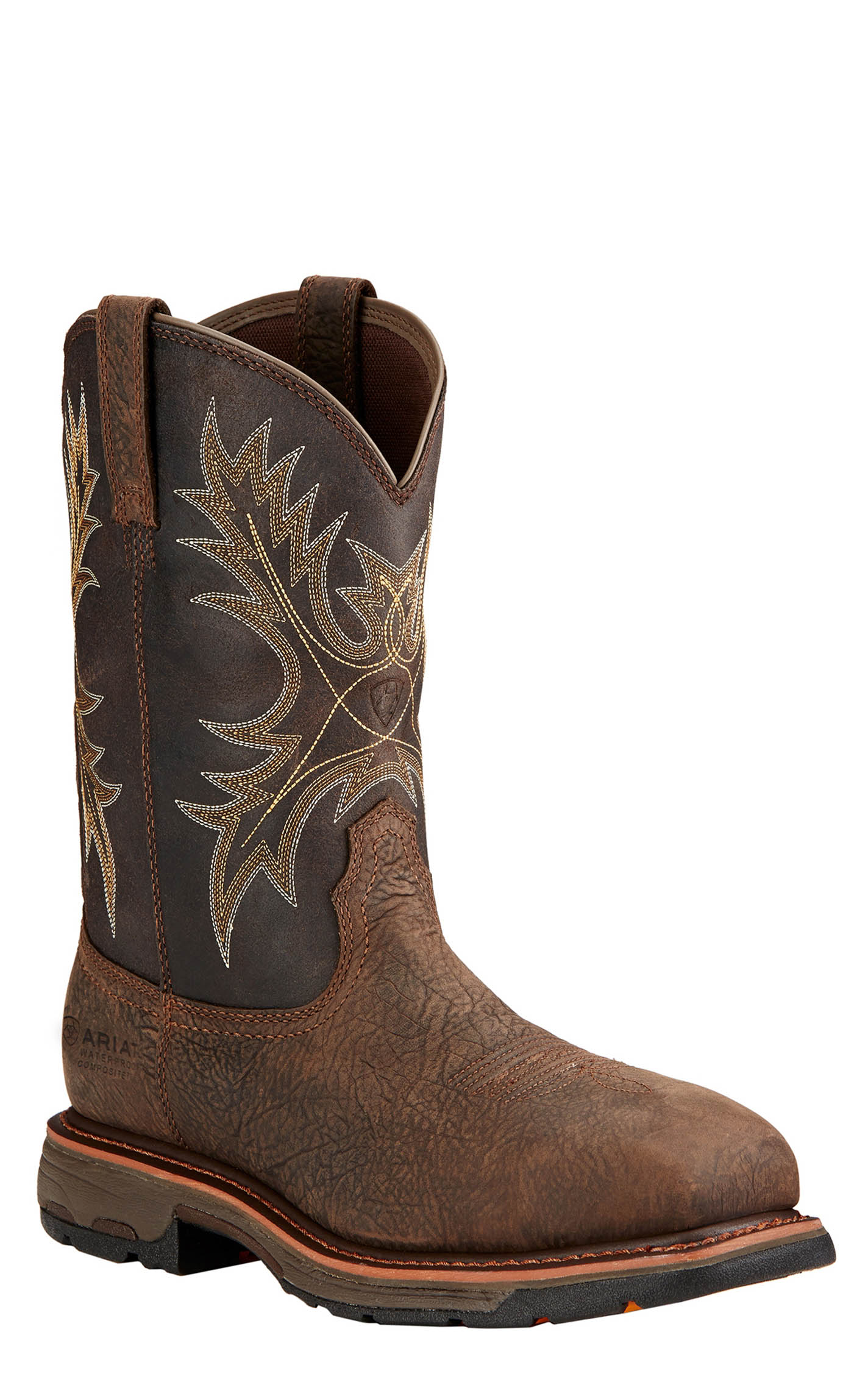 Ariat Men's WorkHog Bruin Brown and Coffee Waterproof Square Composite Toe Work Boots - Image 1