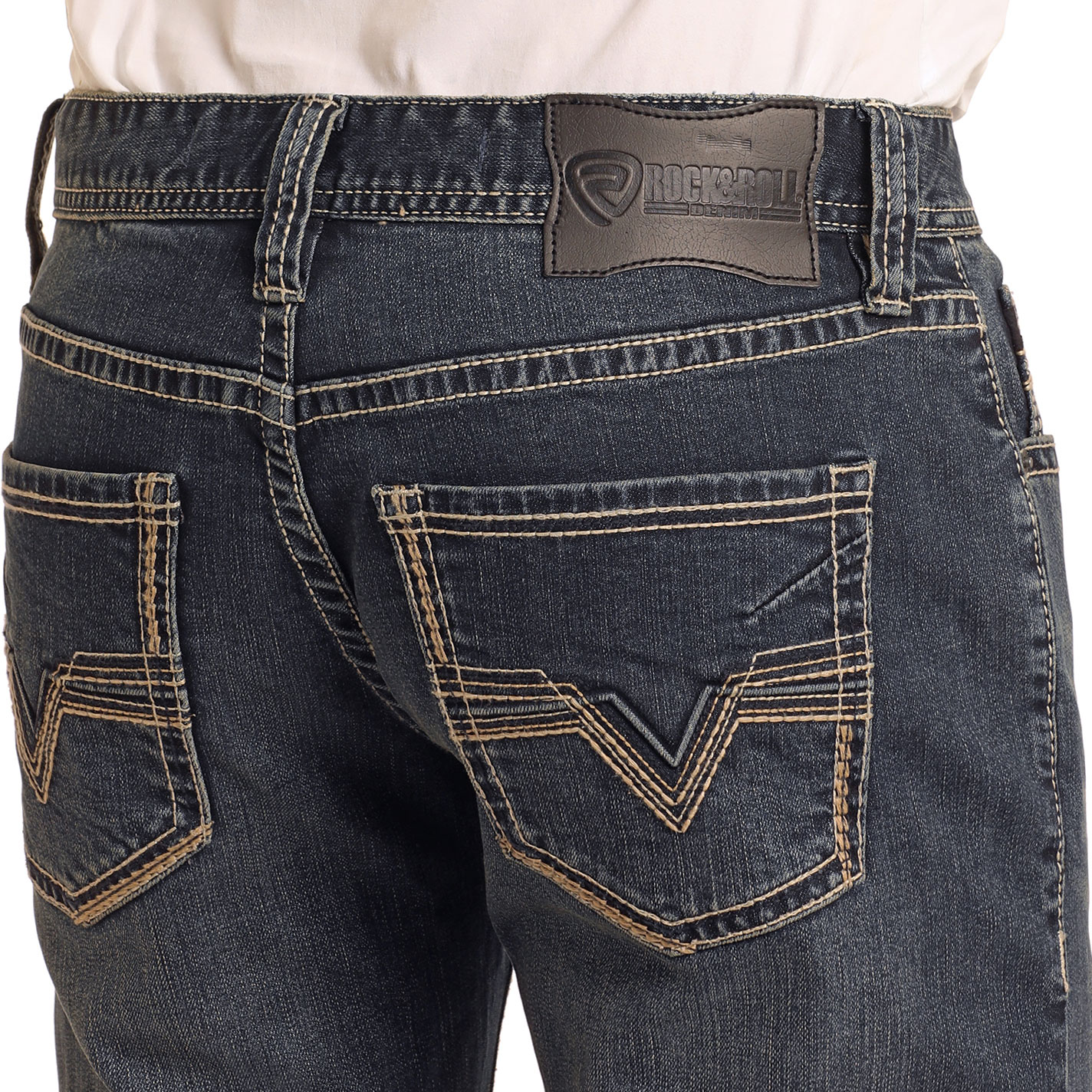 Rock & Roll Denim Men's Pistol Dark Stackable Boot Cut Jeans - Image 1