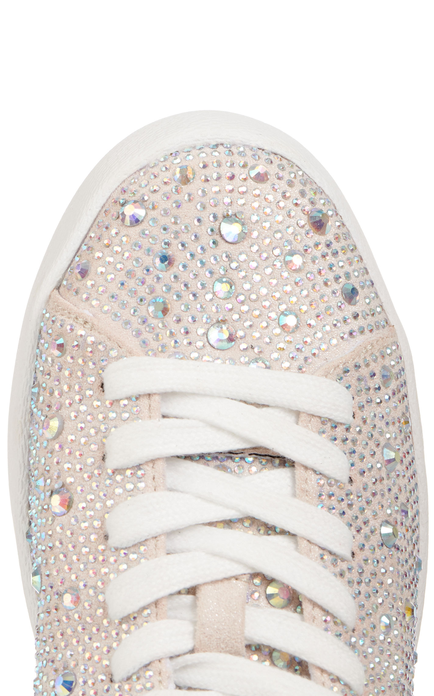 Very G Women's Cream Rhinestone Covered Casual Sneakers - Image 1