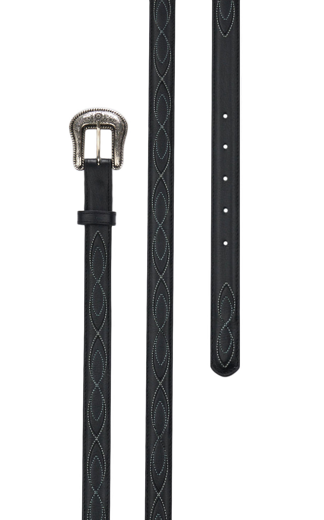 Cavender's Women's Black Leather Stitched Belt - Image 1