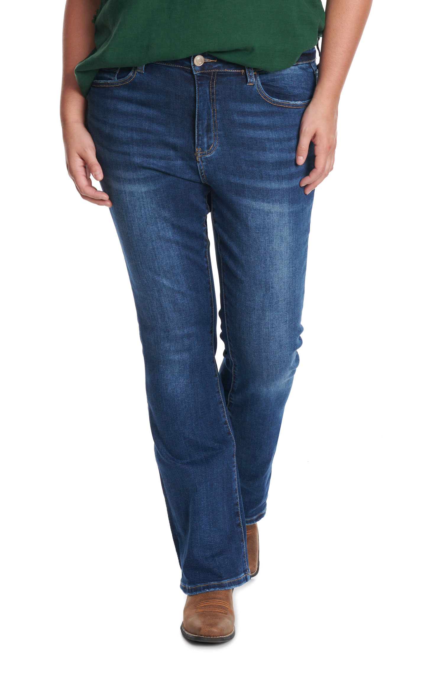 Lovervet by Vervet Women's Dark Wash Boot Cut Jeans - Plus Sizes - Image 1