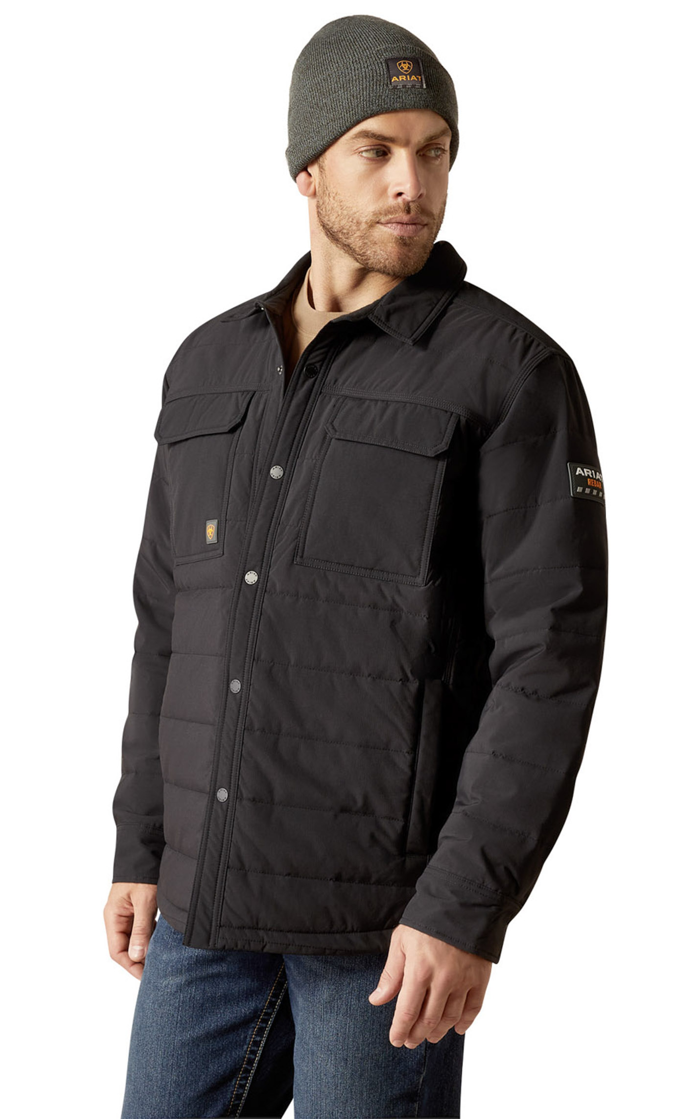 Ariat Rebar Men's Black Cordura Ripstop Insulated Shirt Jacket - Image 1