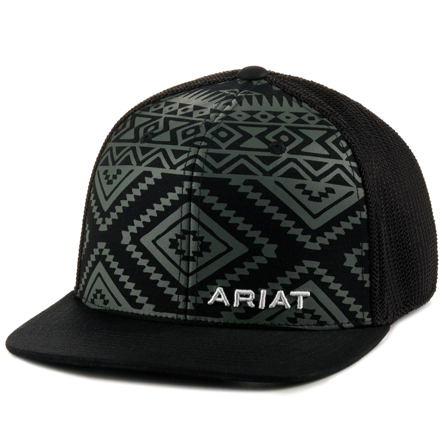Ariat Men's Charcoal Aztec on Black Logo Cap - Image 1