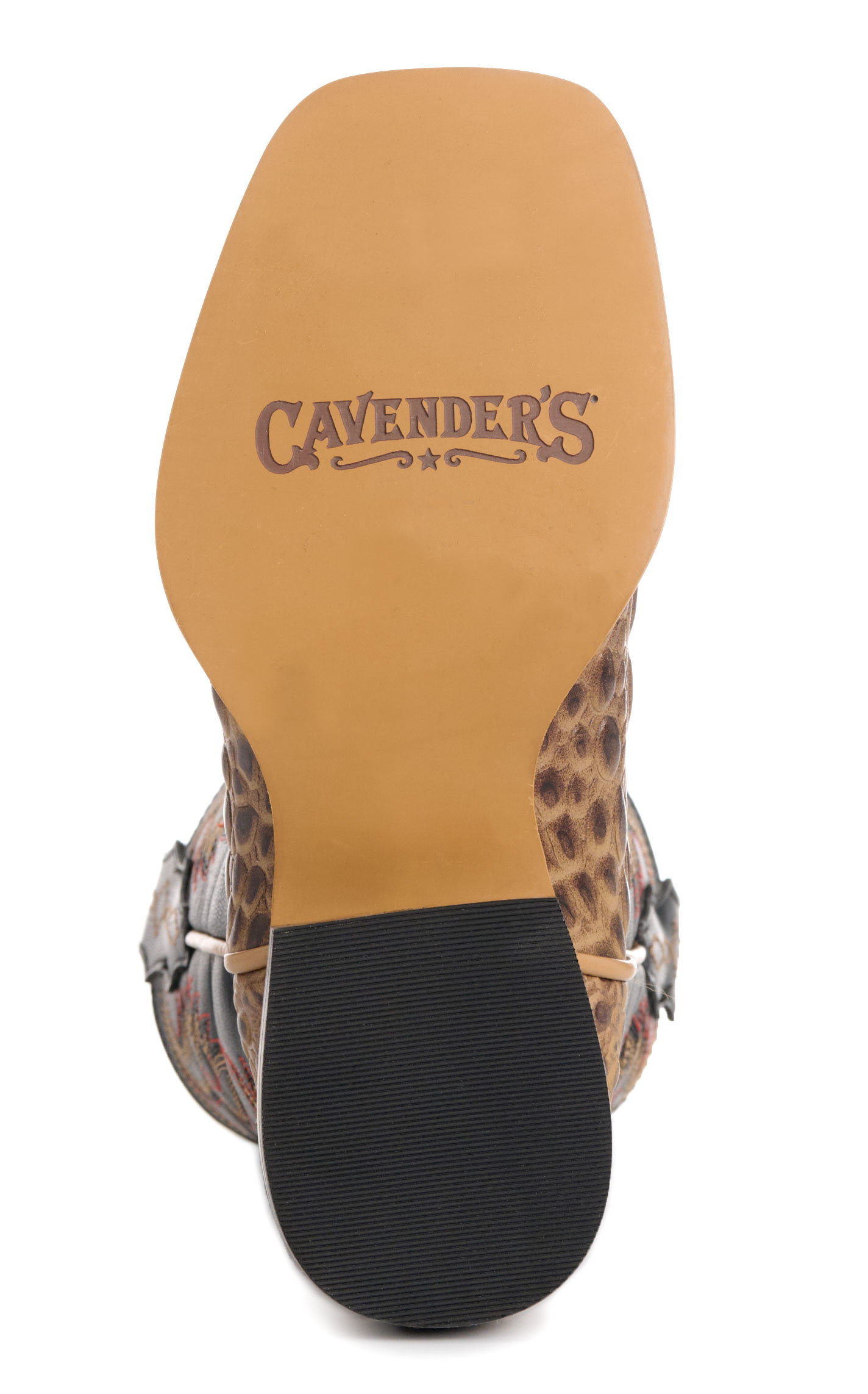 Cavender’s Kid’s Black and Sand Crocodile Print Wide Square Toe Cowboy Boots - Image 1