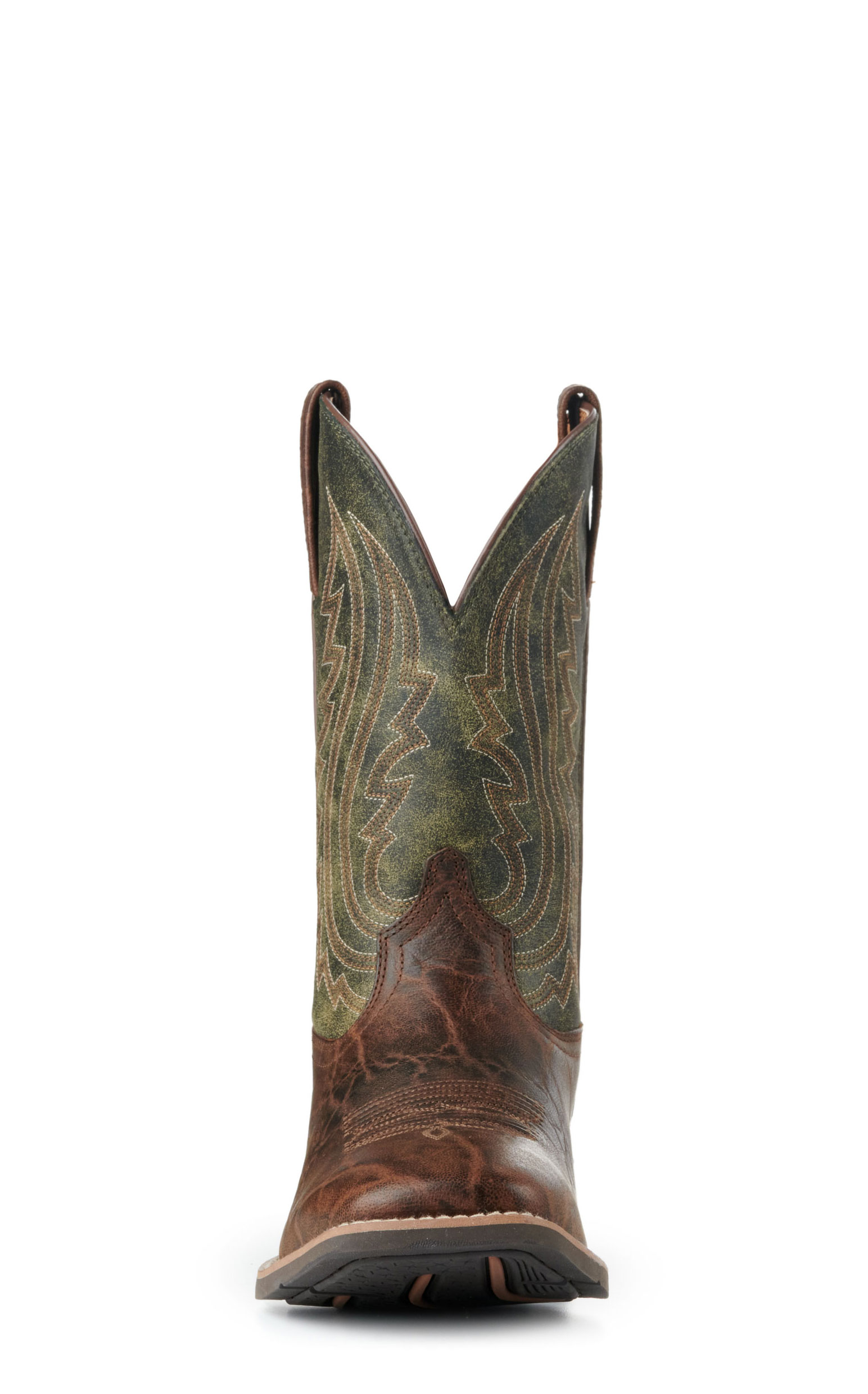 Ariat Men's Sport Big Country Green and Mahogany Elephant Print Wide Square Toe Cowboy Boots - Image 1
