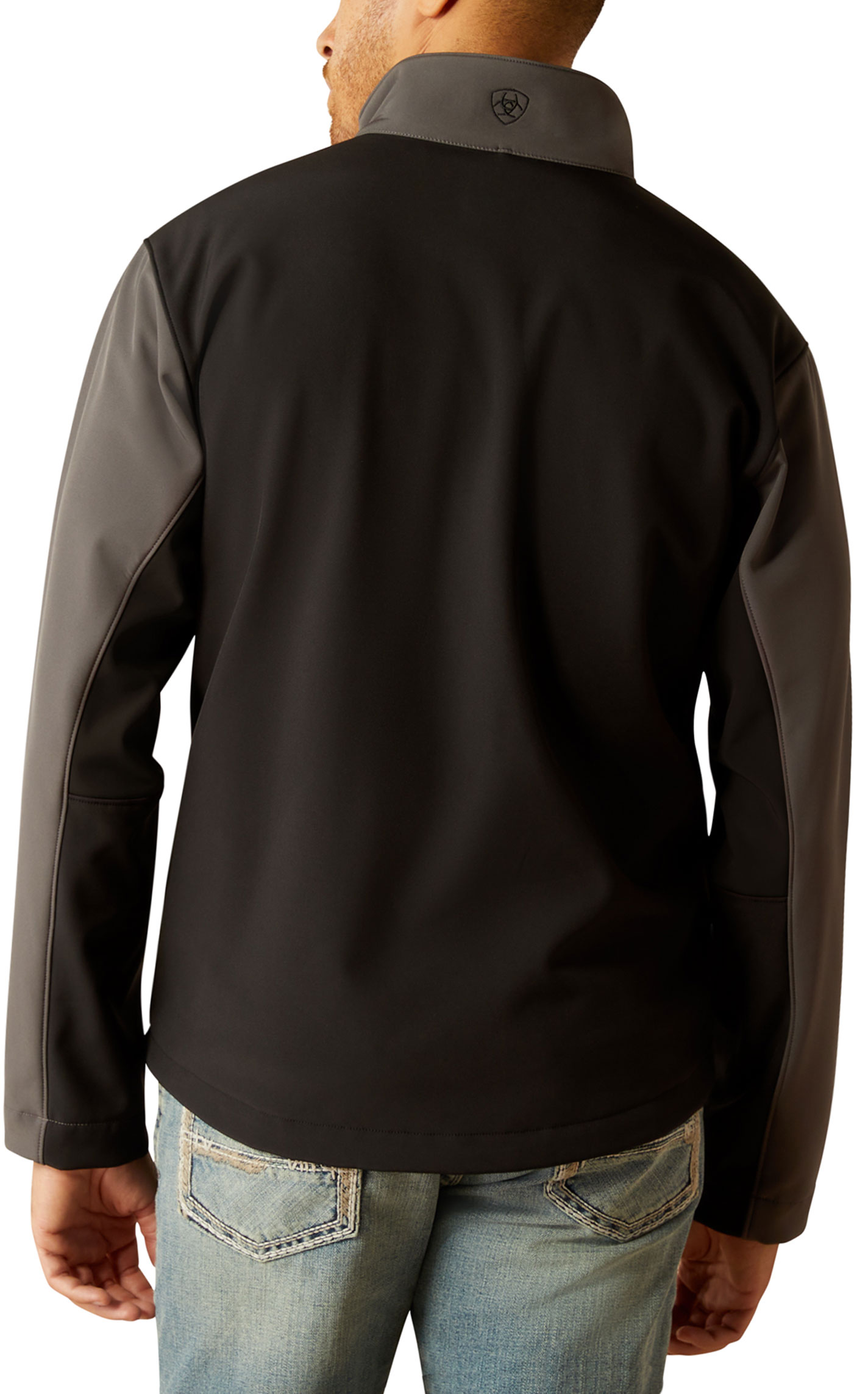 Ariat Men's Black & Gray Logo Embroidered Softshell Jacket - Image 1