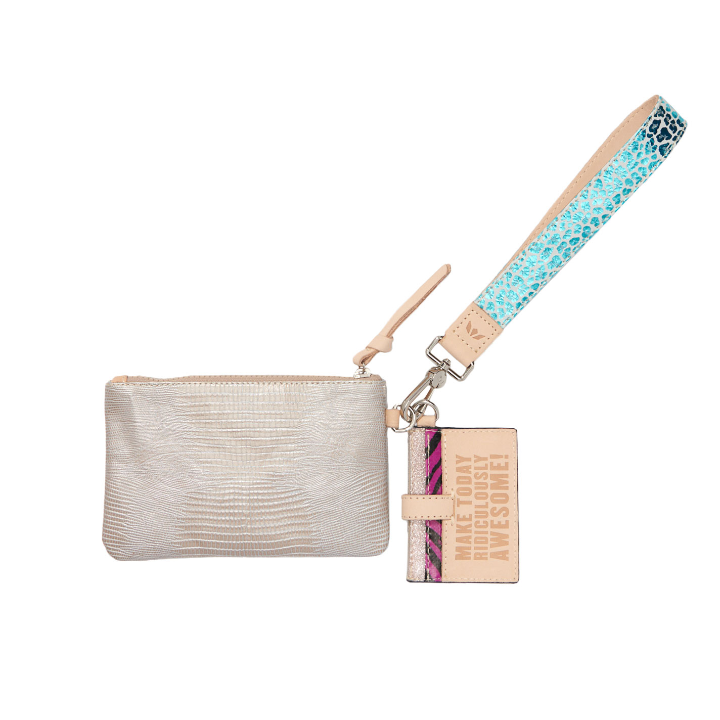 Consuela Celeste Silver Reptile Texture Combi Wallet - Image 1