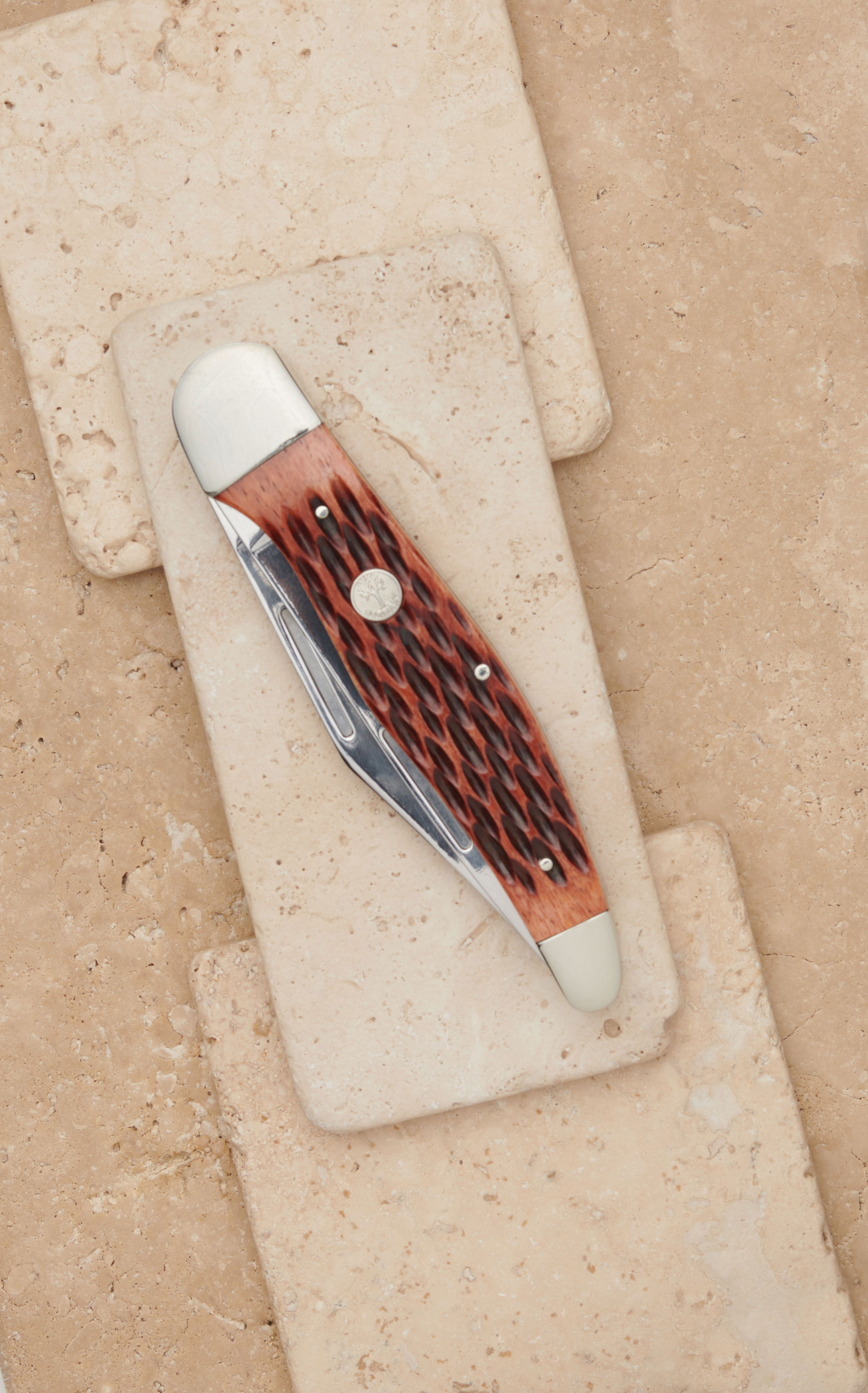 Tree Brand By Boker Traditional Series Folding Jigged Red Bone Hunter Knife with Sheath  - Image 3