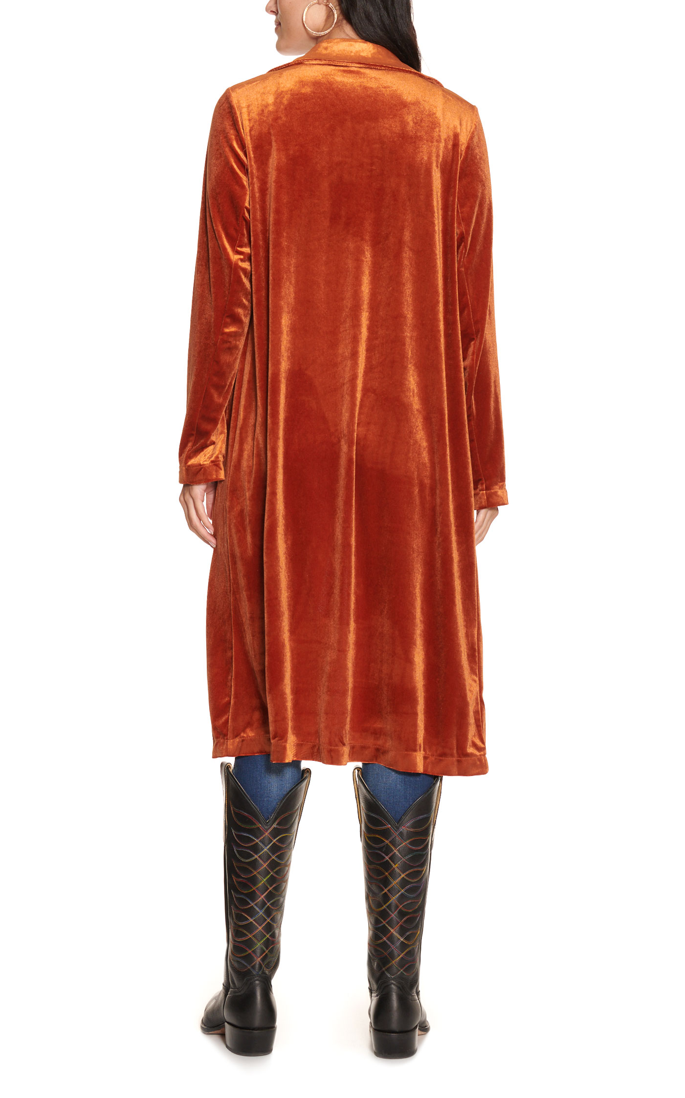 Grace & Emma Women's Rust Velvet Long Sleeve Duster - Image 1