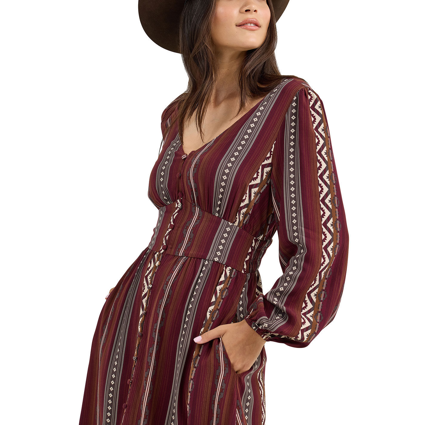 Wrangler Retro Women's Chocolate Aztec Stripe Dress - Image 3