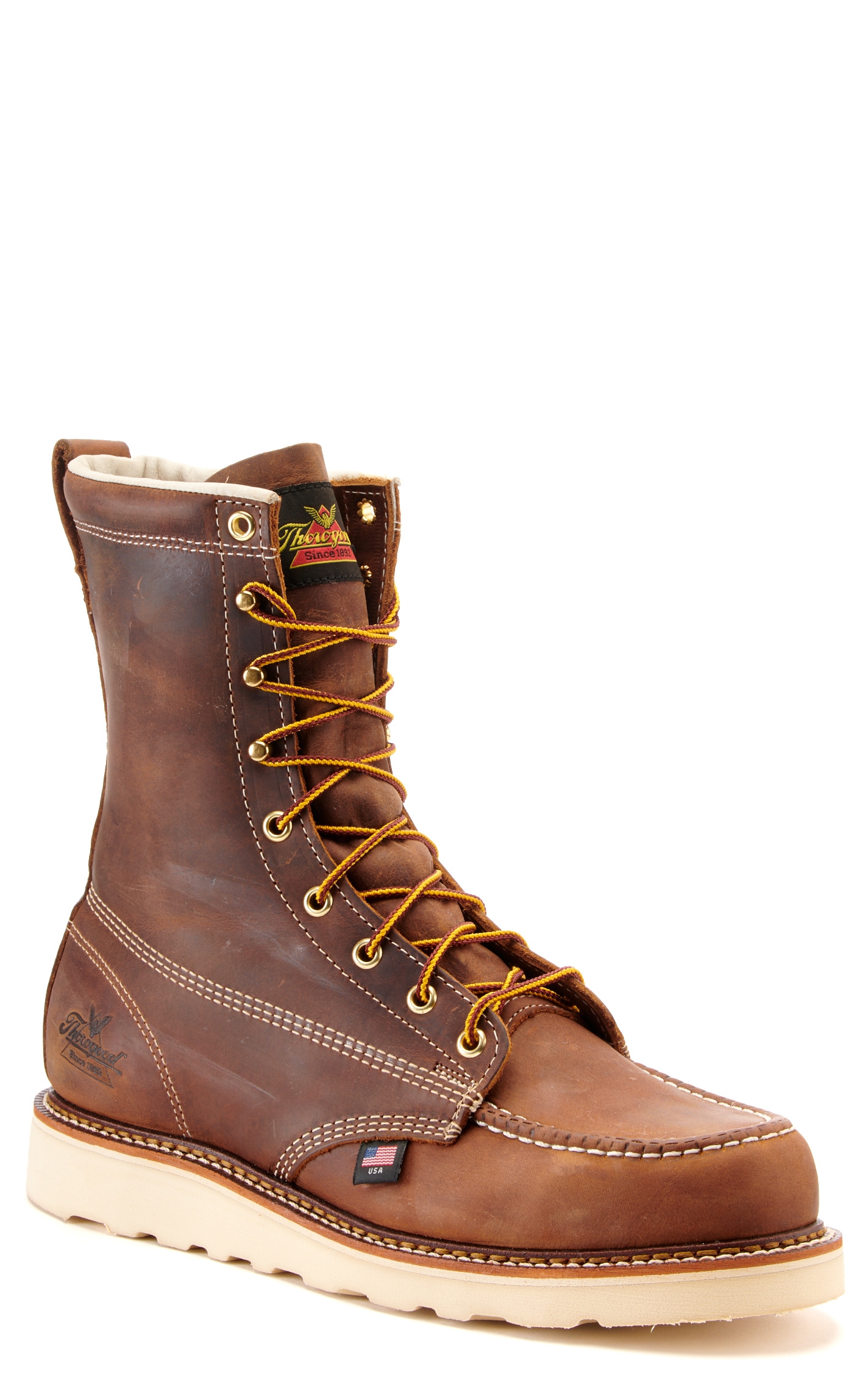 Thorogood Men's American Heritage Crazy Horse Brown Moc Toe 8\