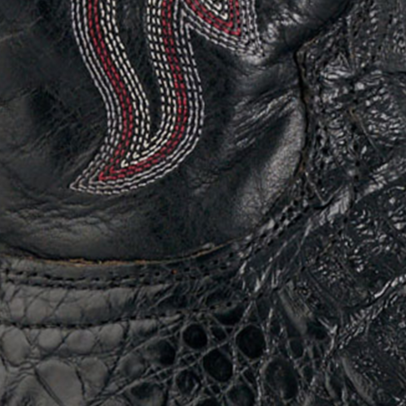 Lucchese Men's Black Fisher Hornback Caiman Leather Wide Square Toe Boots  - Image 1
