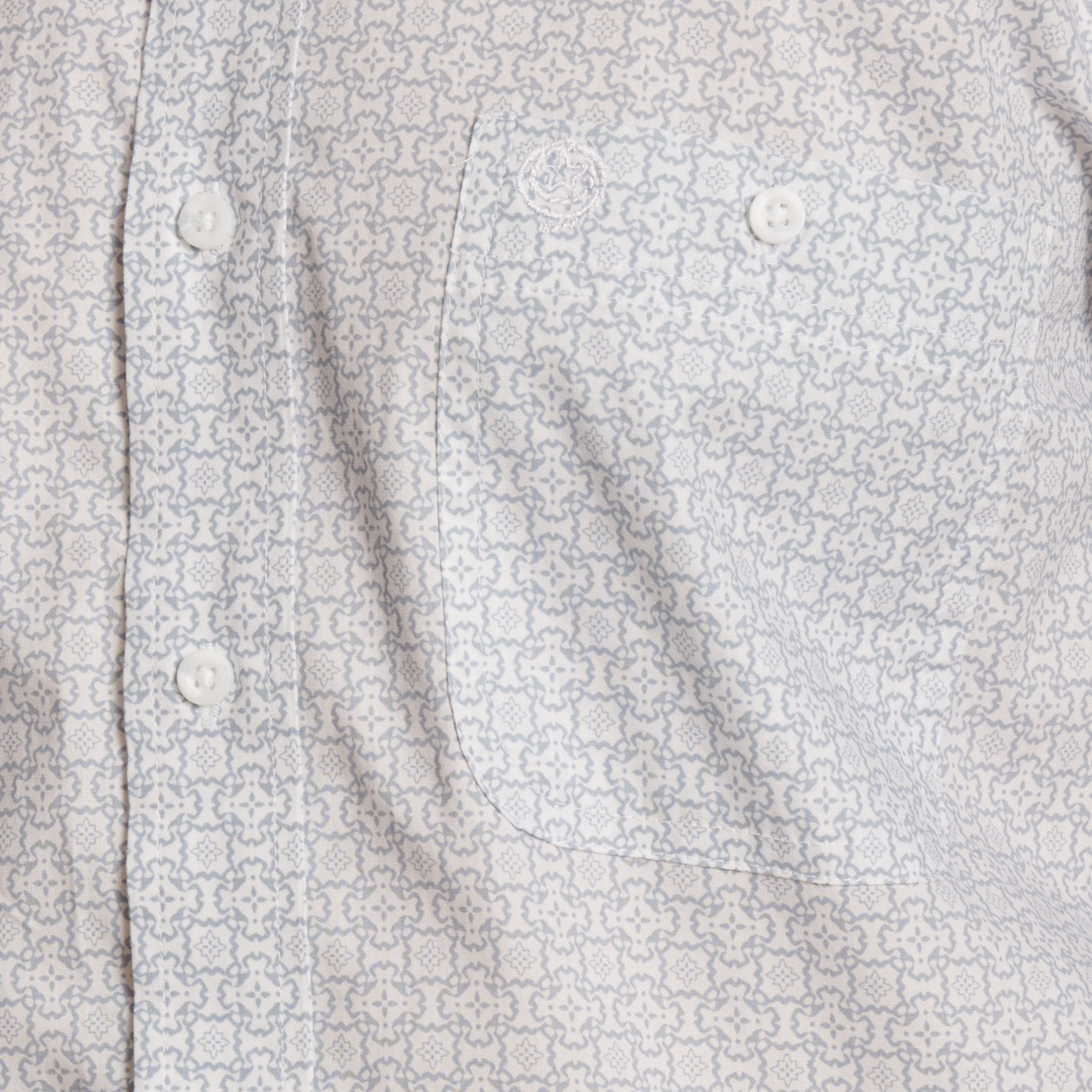 Wrangler Men's George Strait Collection White & Blue Geo Print Western Shirt - Image 1