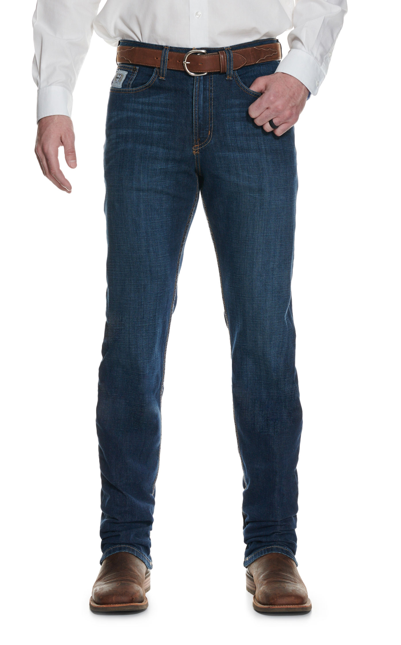 Cinch Men's Silver Label Dark Wash Slim Fit Performance Stretch Straight Leg Jeans - Image 1